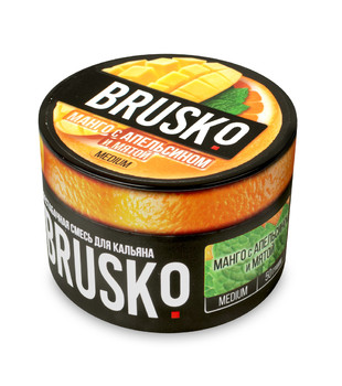 Бестабачная смесь для кальяна - Brusko - Манго с Апельсином и Мятой ( с ароматом манго с апельсином и мятой ) - 50 г