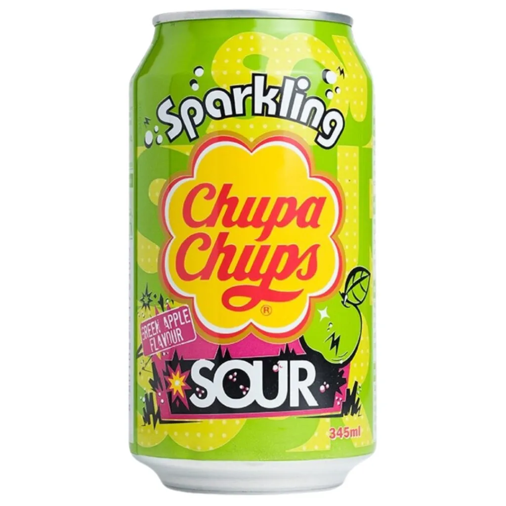 Газировка - Chupa Chups - Sour Green Apple - 345 мл ЖБ