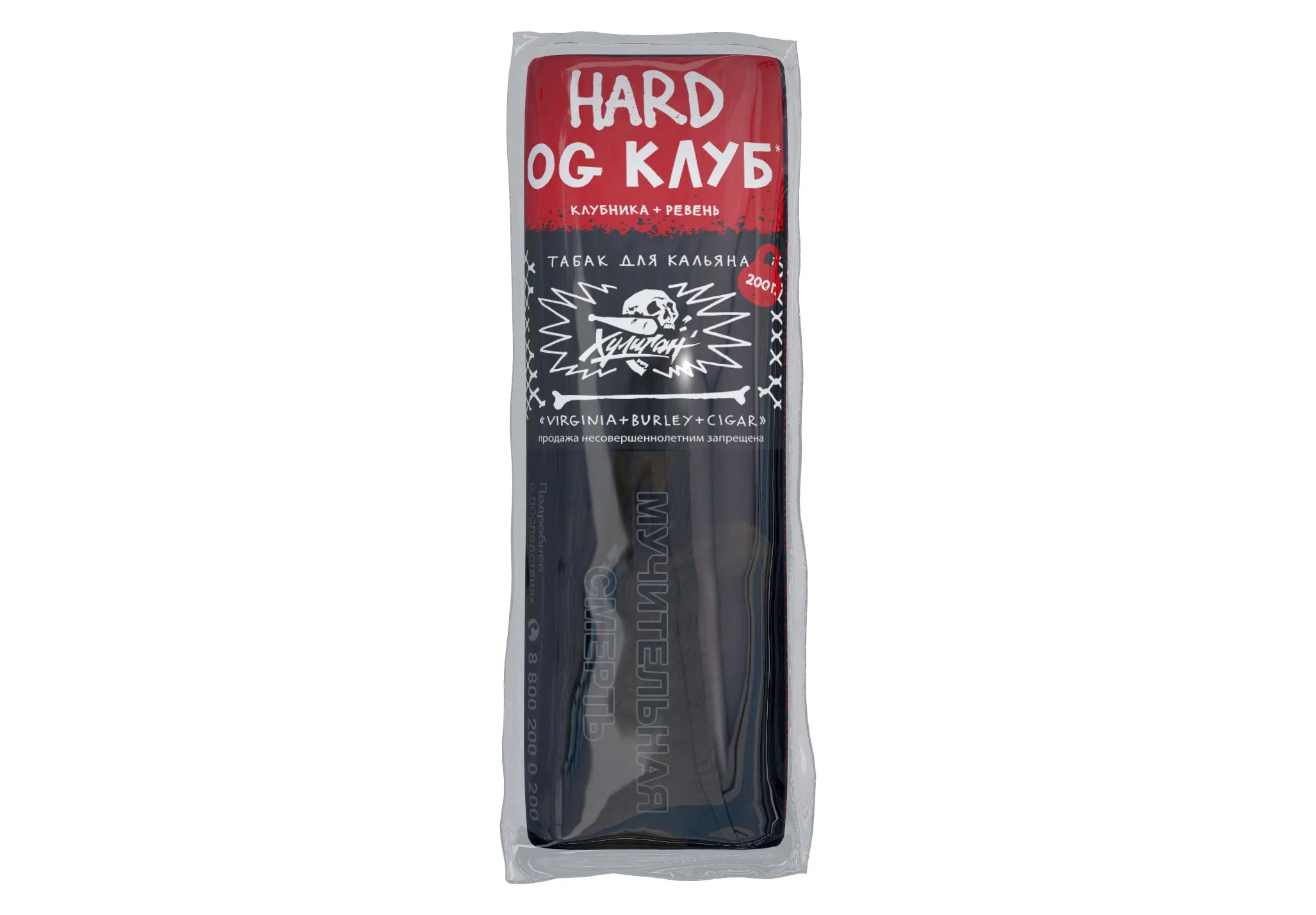 Табак для кальяна - Хулиган HARD - OG КЛУБ ( с ароматом клубника-ревень ) - 200 г