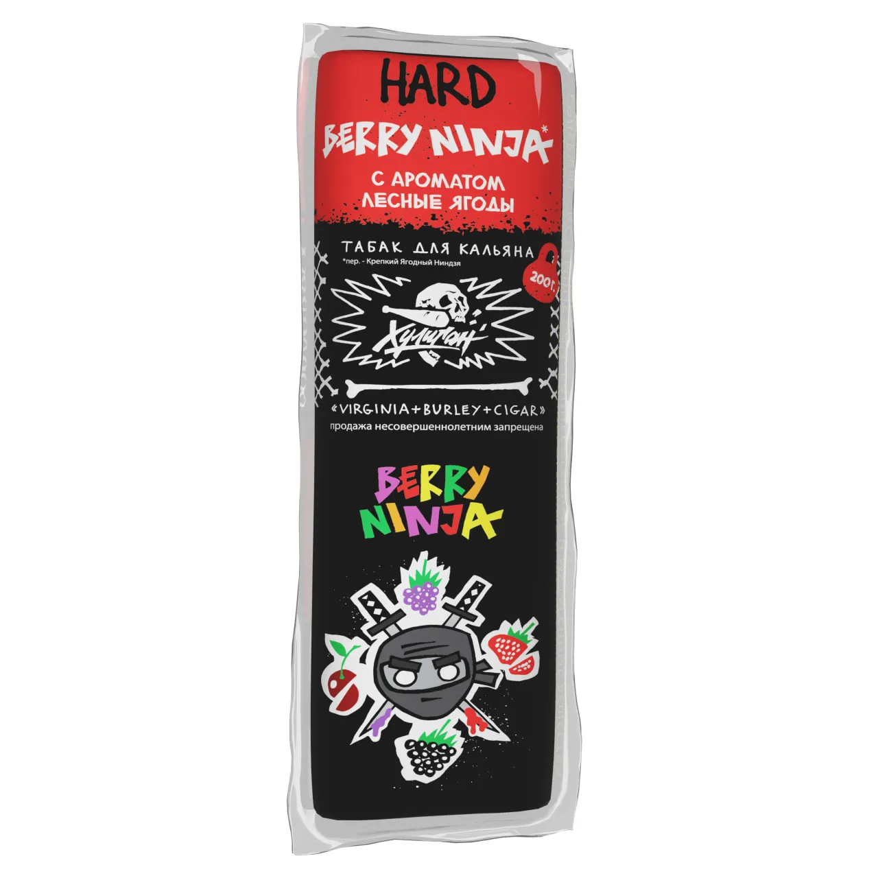 Табак для кальяна - Хулиган HARD - BERRY NINJA ( с ароматом лесные ягоды ) - 200 г