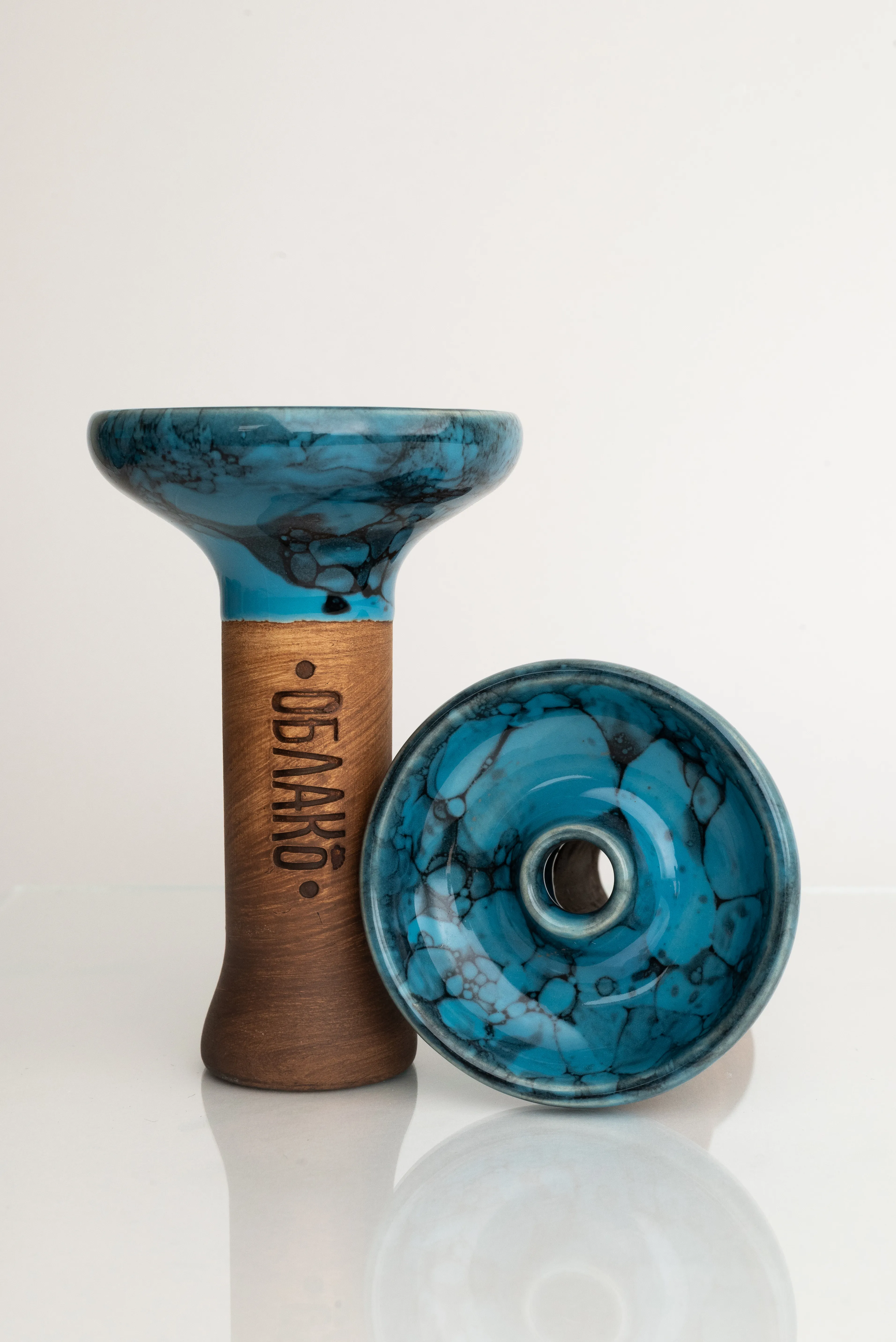 Чаша для кальяна - Облако - M - Phunnel Glaze - голубой-черный мрамор ( фанэл )