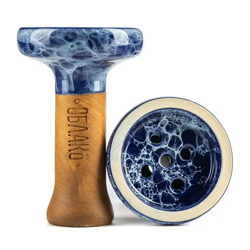 Чаша для кальяна - Облако - Black Glaze - сине-белый мрамор