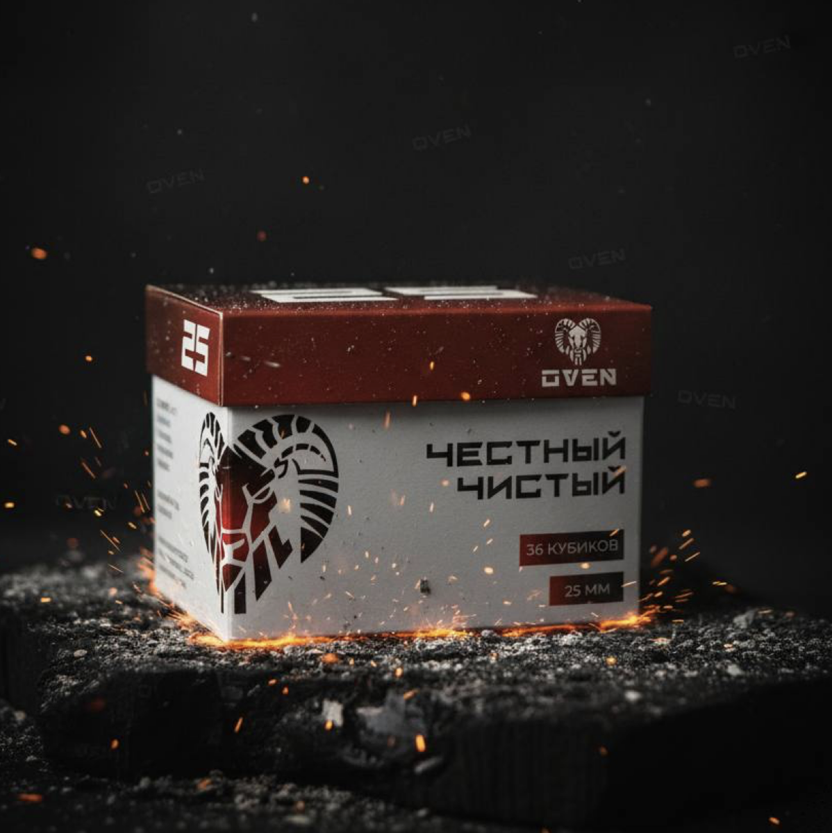 Уголь - OVEN - 25 мм - 0,5 кг ( 36 кубиков )