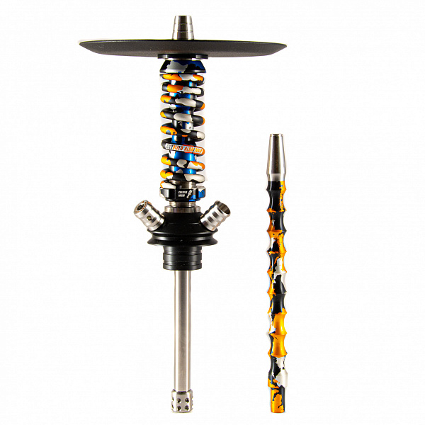 Кальян - Mamay - Coilovers Micro Анодирование - ( Голубая шахта - черно-золото-серебро спираль )