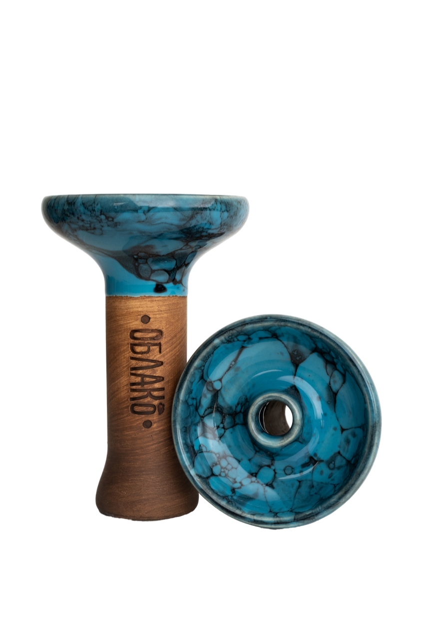 Чаша для кальяна - Облако - L - Phunnel Glaze - голубой-черный мрамор ( фанэл )