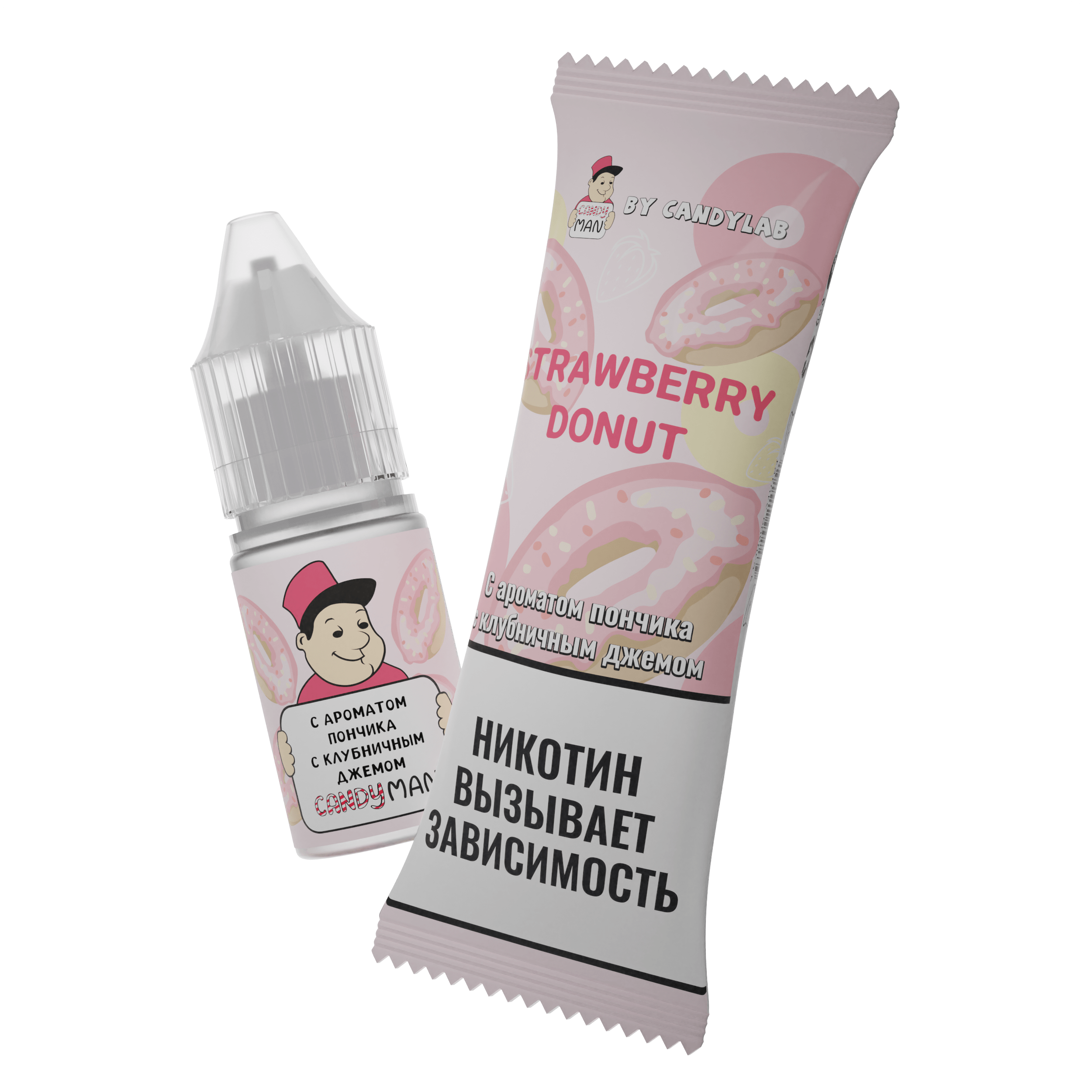 Жидкость для ЭСДН - CandyMan - Strawberry Donut ( с ароматом пончик с клубничным джемом ) - 10мл / 15мг/см3 - ЧЗ