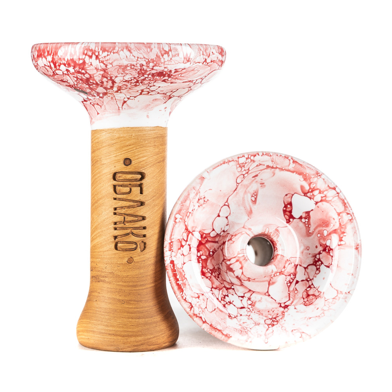 Чаша для кальяна - Облако - M - Phunnel Glaze - бело-красный мрамор ( фанэл )