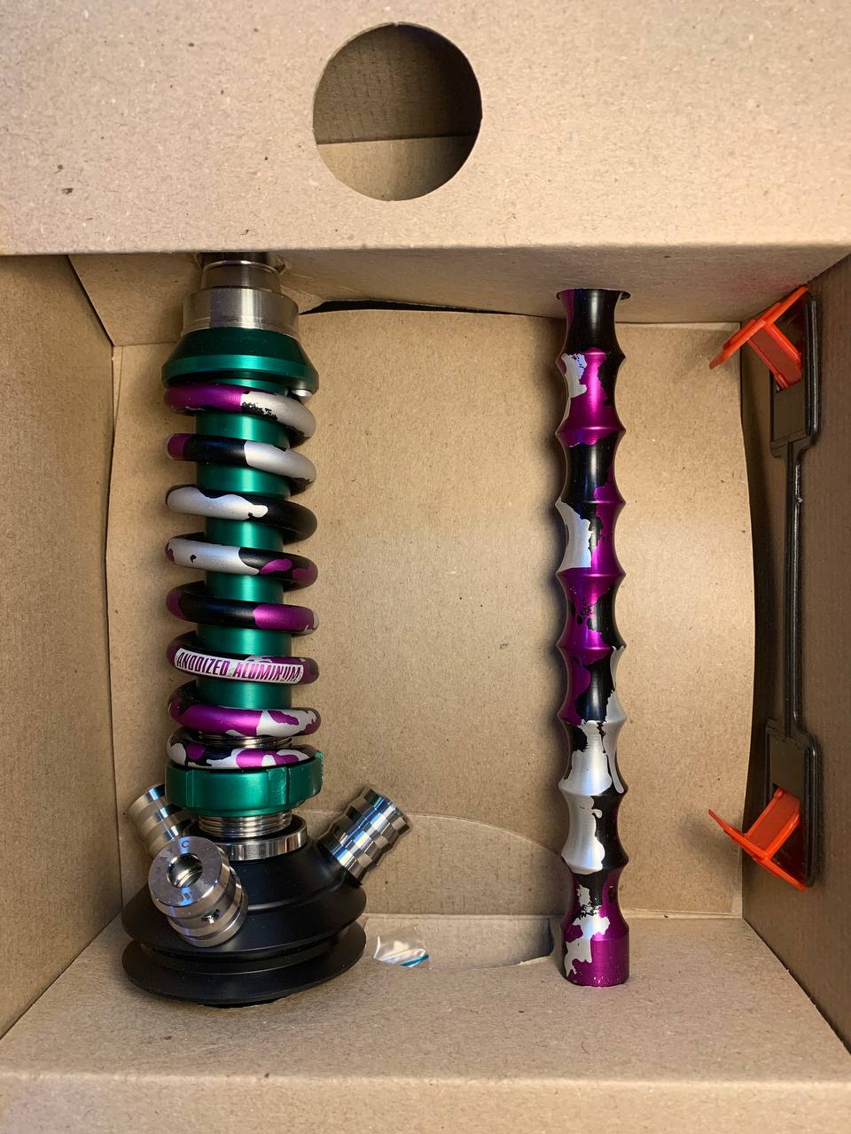 Кальян - Mamay - Coilovers Micro Анодирование - ( Зеленая шахта - пурпурный камуфляж спираль )