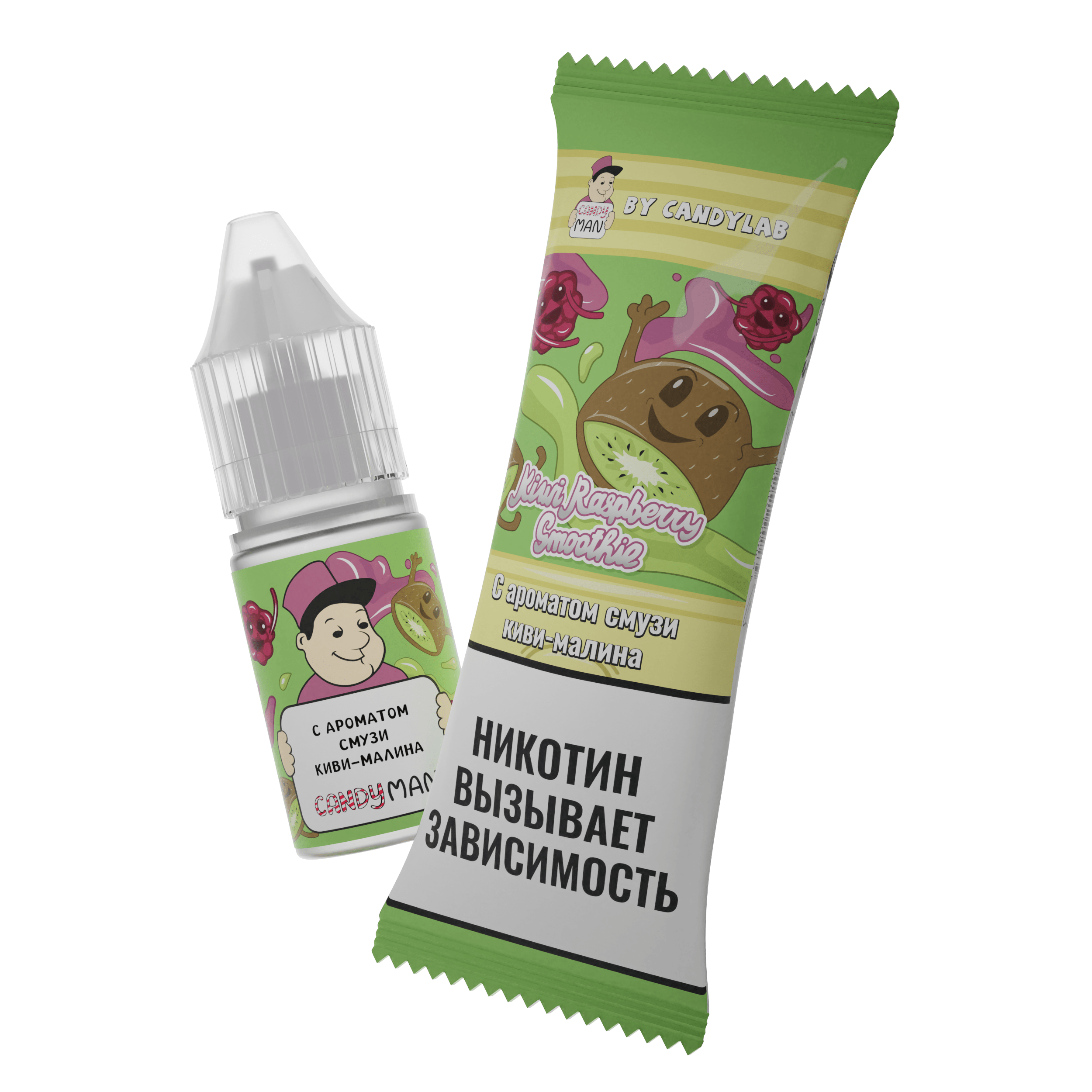 Жидкость для ЭСДН - CandyMan - Kiwi Raspberry Smoothie ( с ароматом смузи киви-малина ) - 10мл / 15мг/см3 - ЧЗ