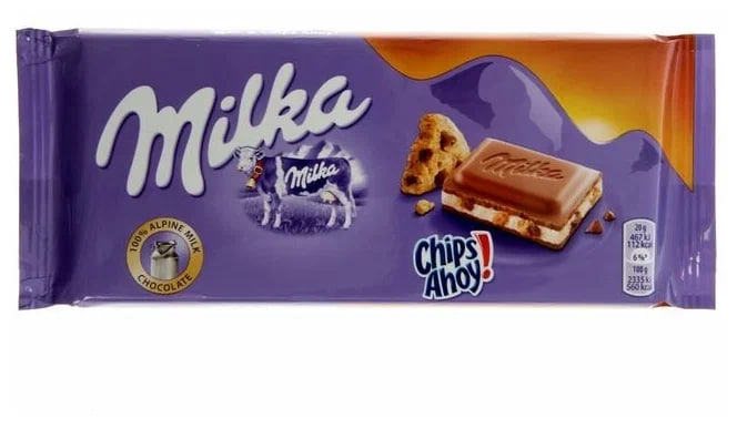 Молочный шоколад Milka - Chips Ahoy - 87 г (плиточный)