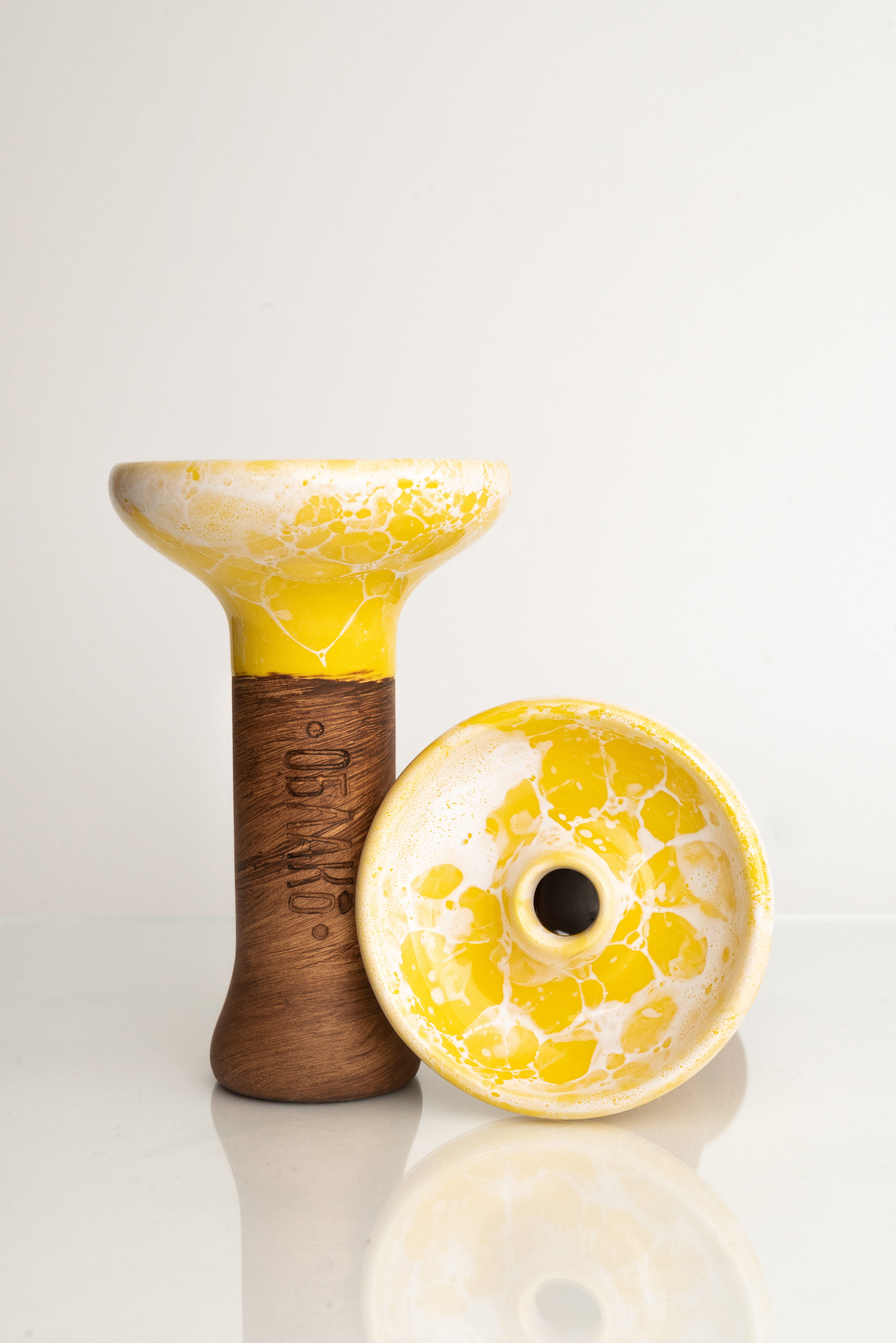 Чаша для кальяна - Облако - S - Phunnel Glaze - желто - белый мрамор ( фанэл )