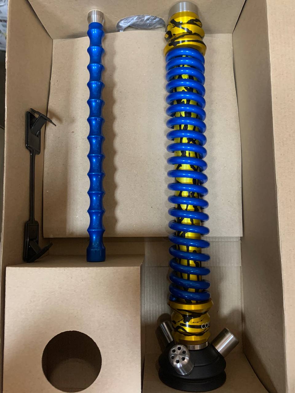 Кальян - Mamay - Coilovers ANOD - ( Золотой Сплеш шахта - Голубой Лак спираль ) - 5.11