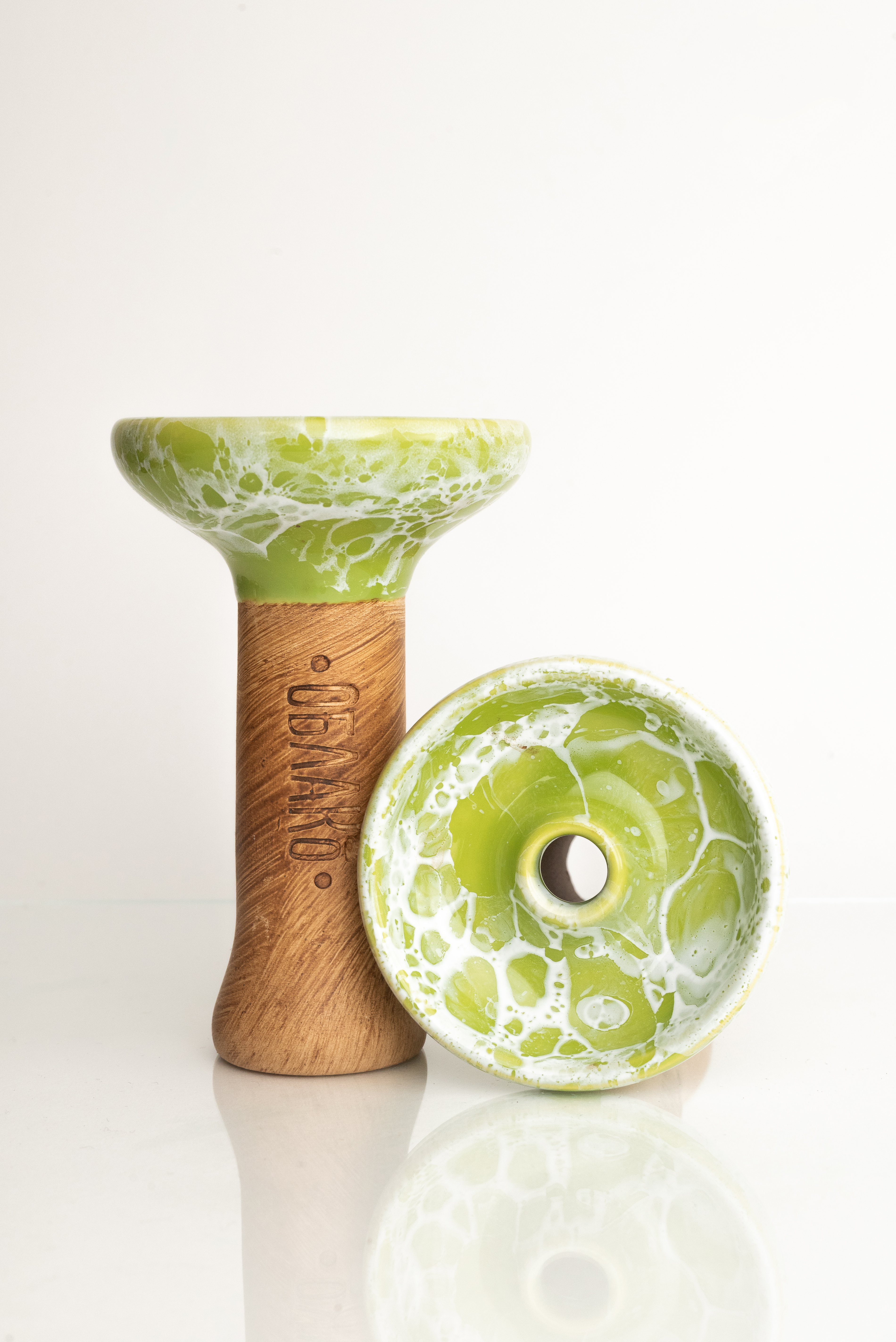 Чаша для кальяна - Облако - M - Phunnel Glaze - салатово-белый мрамор ( фанэл )