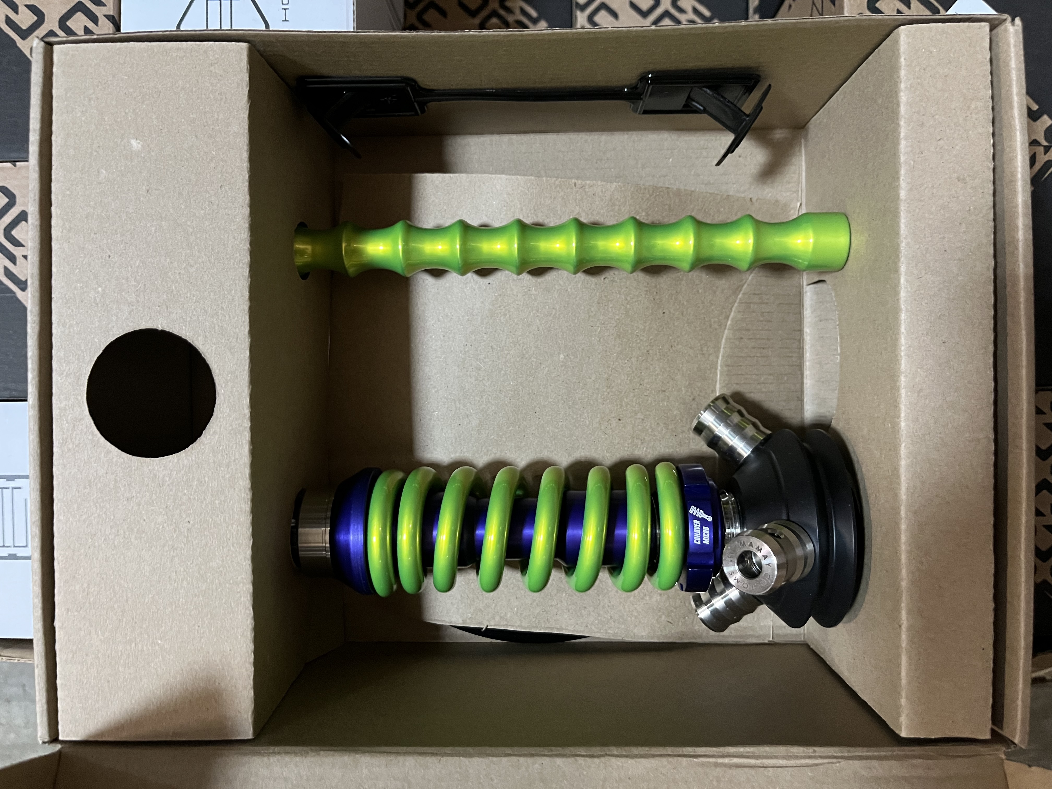 Кальян - Mamay - Coilovers Micro - ( Фиолетовая шахта - салатовый лак спираль )