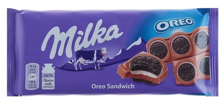 Молочный шоколад Milka - Oreo Sandwich - 87 г (плиточный)