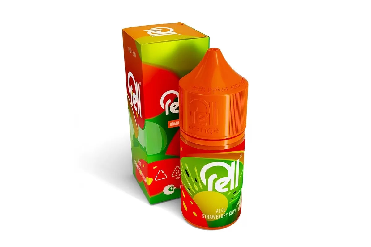 Жидкость для ЭСДН RELL ORANGE - Aloe Strawberry Kiwi ( с ароматом алоэ-клубника-киви ) - 10 мл / 18 мг/см3