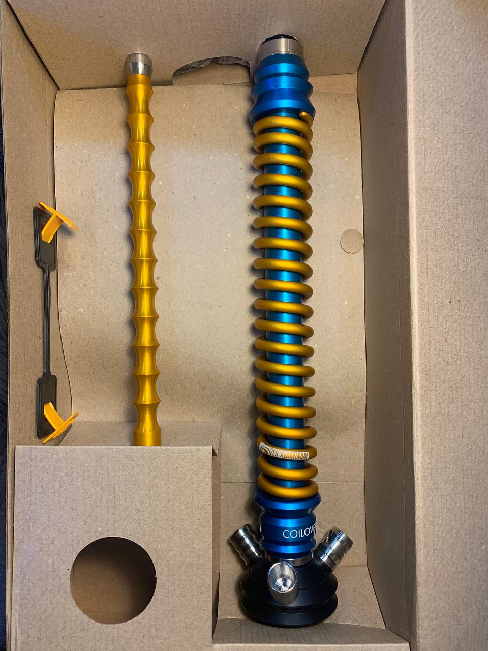 Кальян - Mamay - Coilovers - ( Синяя шахта - золотая спираль анодирование )