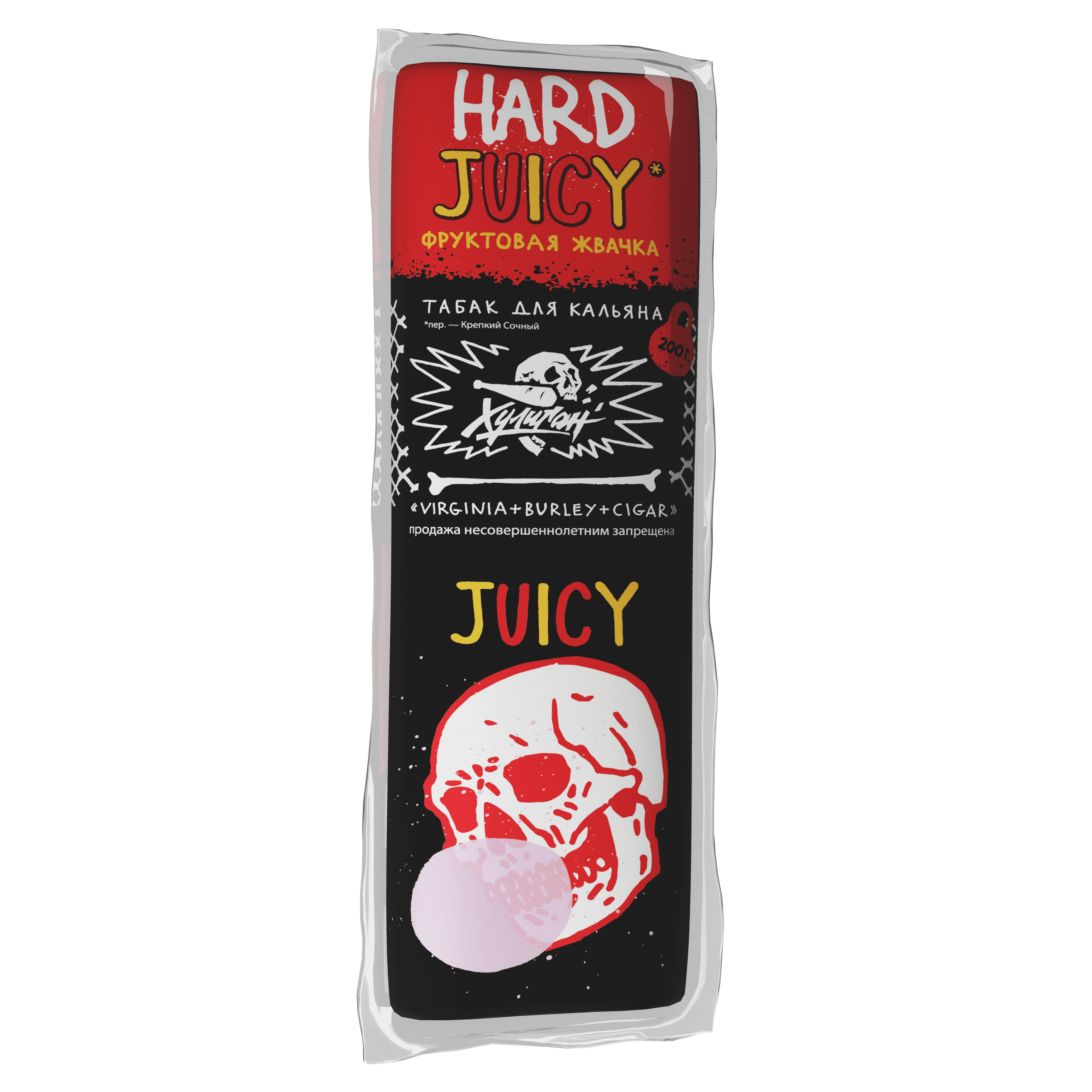 Табак для кальяна - Хулиган HARD - JUICY ( с ароматом фруктовая жвачка ) - 200 г