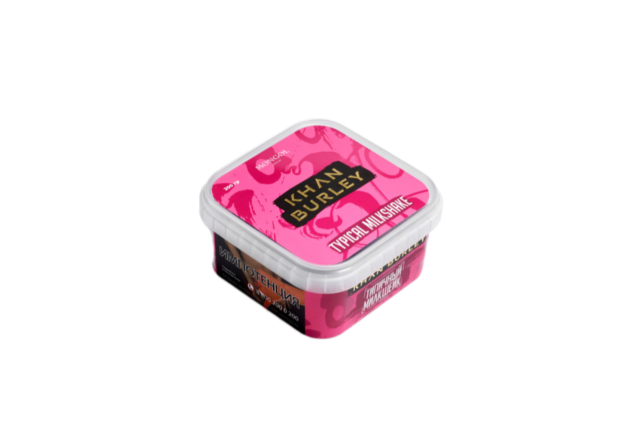 Табак для кальян - Khan Burley - TYPICAL MILKSHAKE ( с ароматом банан, земляника, мороженное ) - 200г