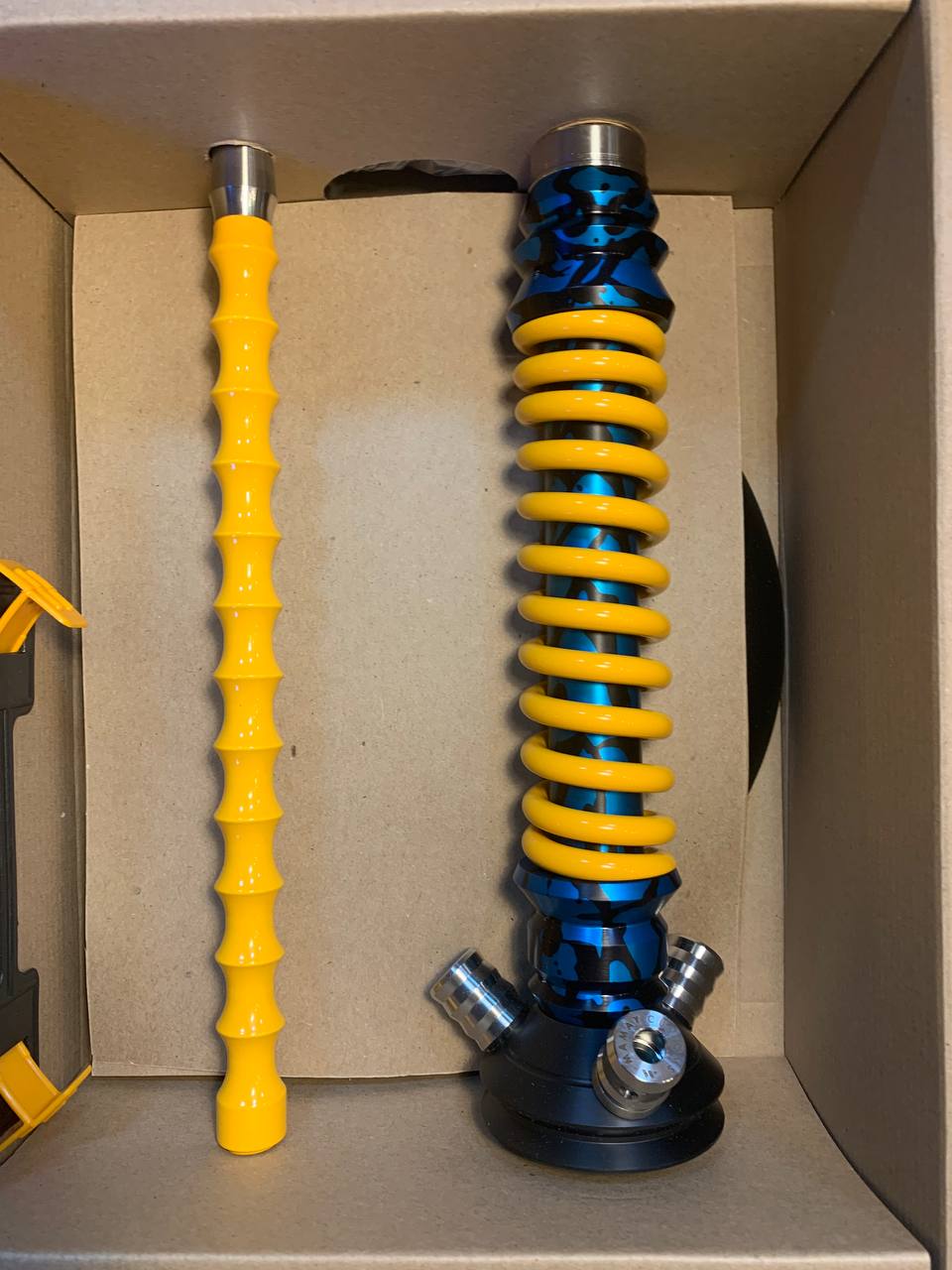 Кальян - Mamay - Coilovers Mini - ( Синий сплэш шахта анодирование - желтая спираль )