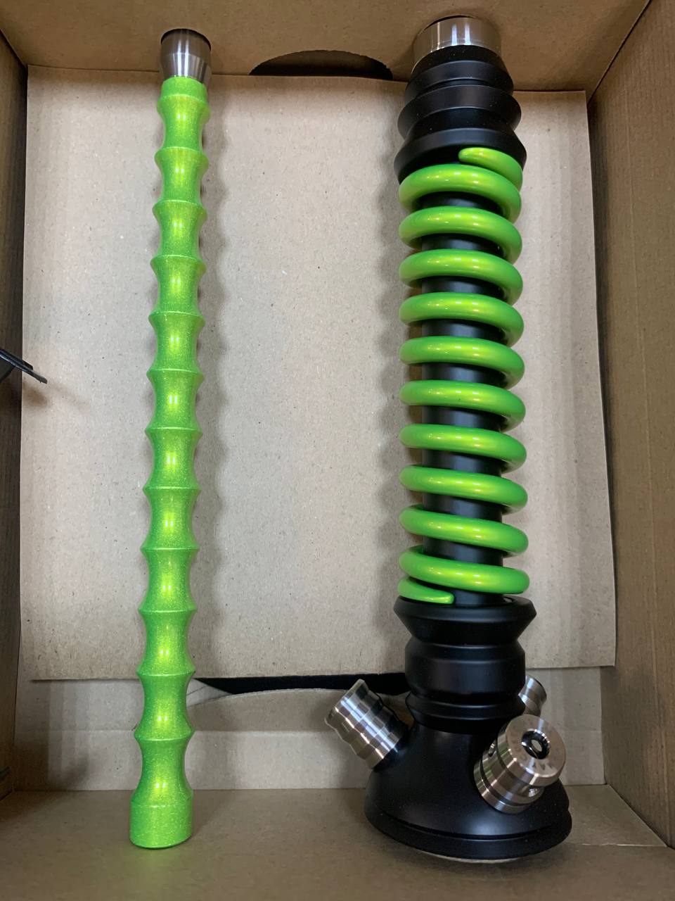 Кальян - Mamay - Coilovers Mini - ( Черная шахта - салатовый лак спираль ) 2.15