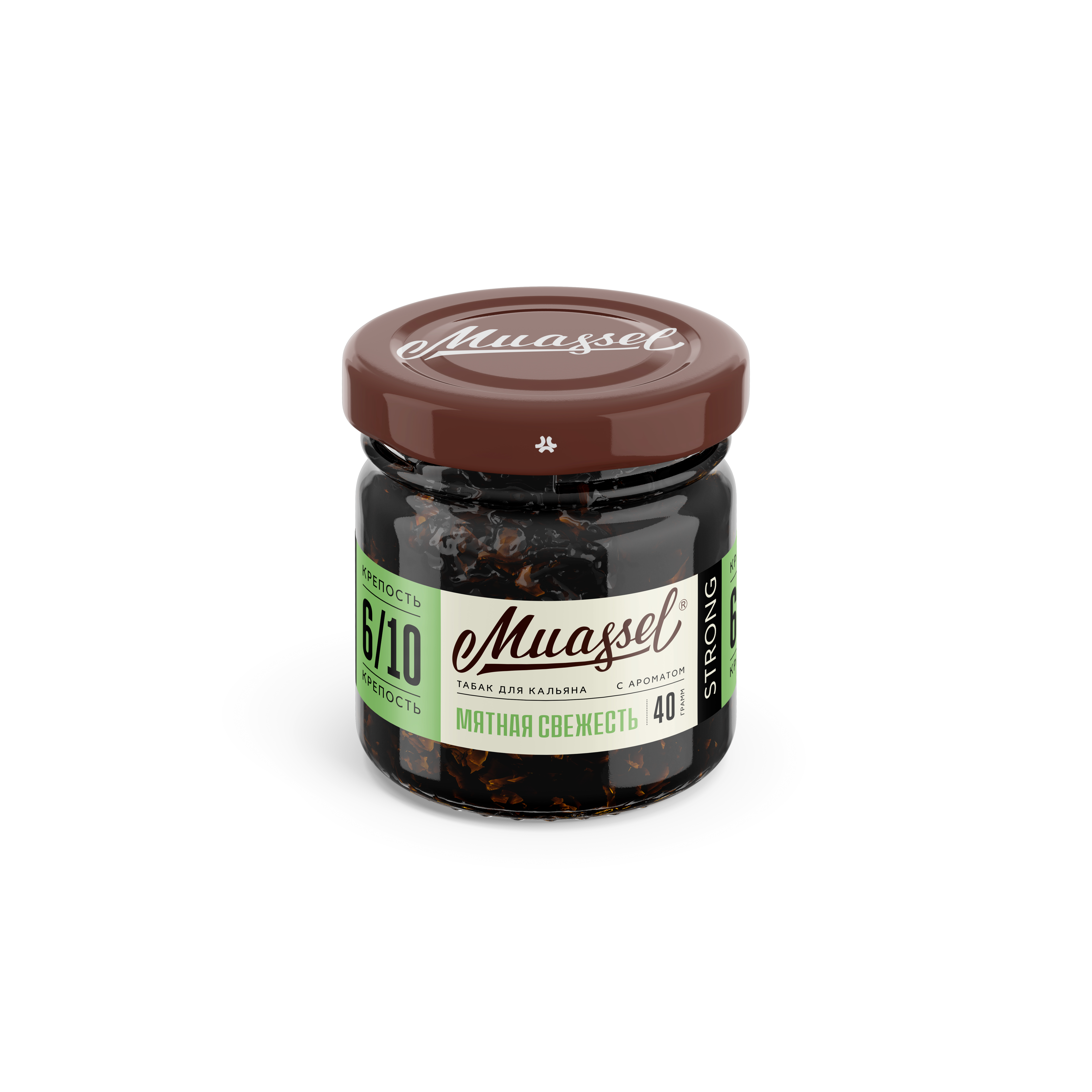 Табак для кальяна - Muassel strong 6/10 - Мятная свежесть ( с ароматом мята ) - 40 г