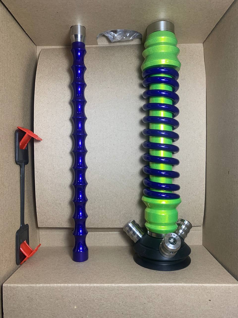 Кальян - Mamay - Coilovers Mini - ( Салатовый лак шахта - синий лак спираль )