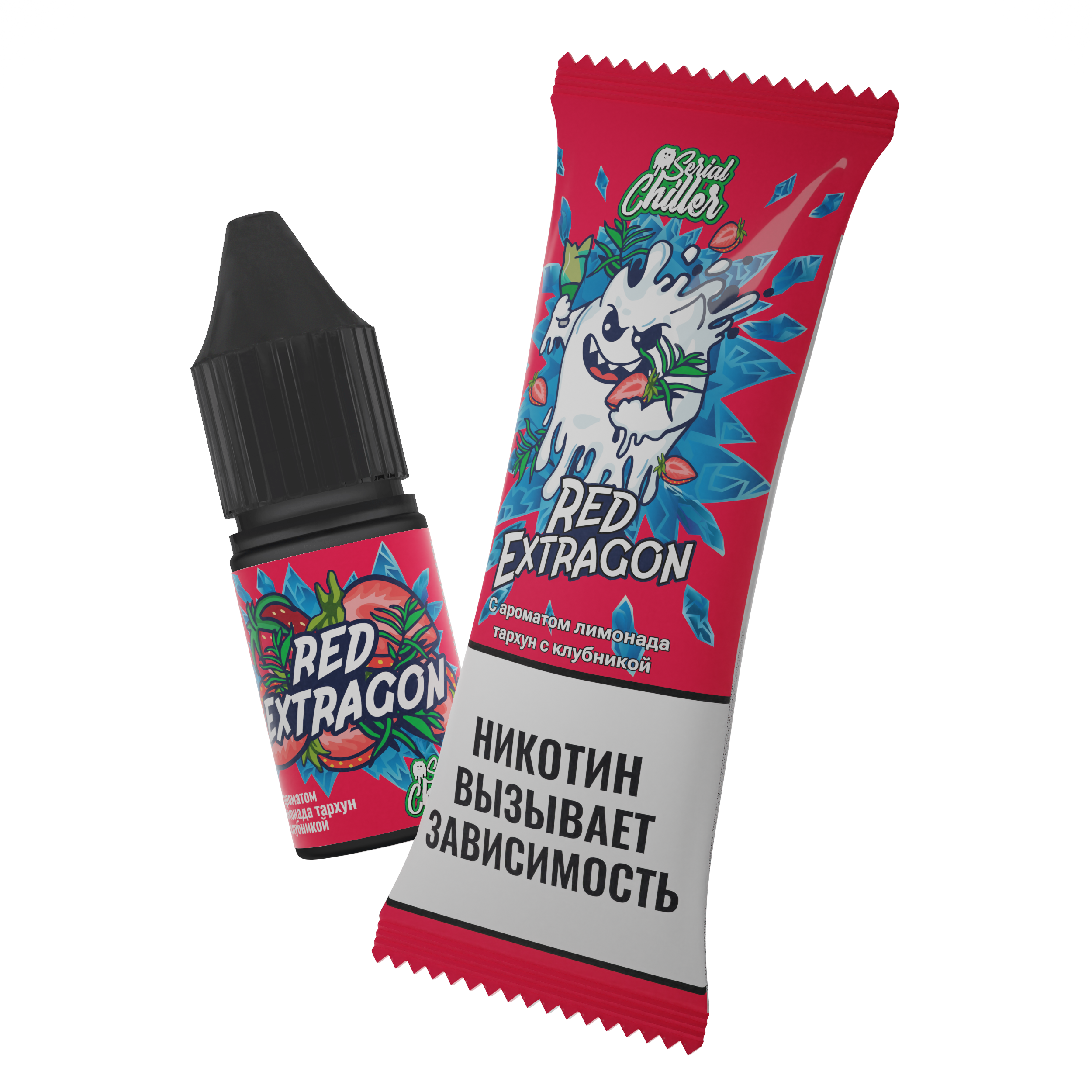 Жидкость для ЭСДН - Serial Chiller - Red Extragon ( с ароматом лимонад тархун с клубникой ) - 10 мл / 15мг/см3 - ЧЗ