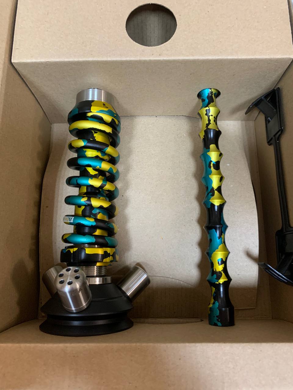 Кальян - Mamay - Coilovers Micro ANOD - ( БирюзовоЗолотой Камуфляж шахта - БирюзовоЗолотой Камуфляж спираль )