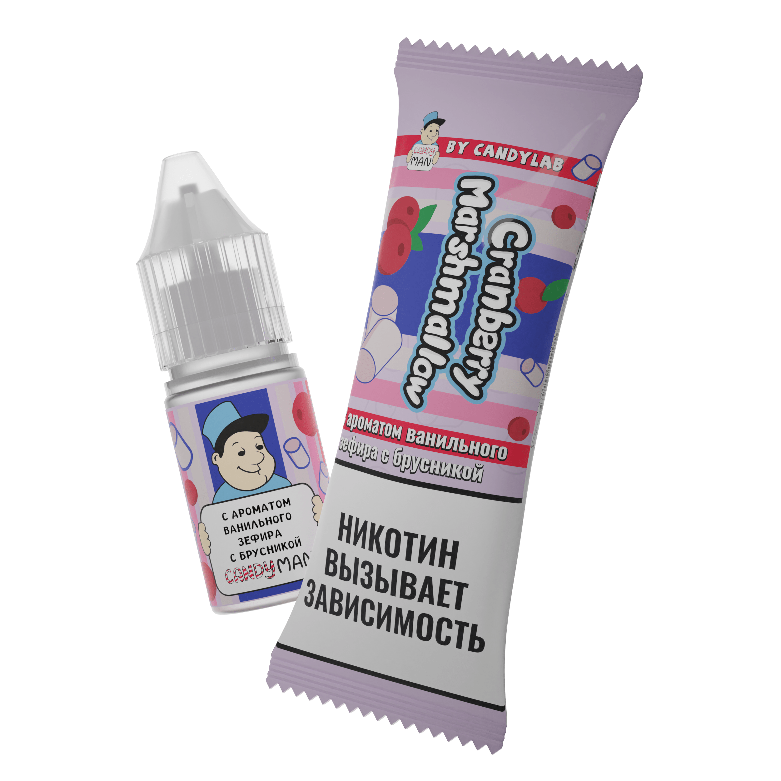 Жидкость для ЭСДН - CandyMan - Cranberry Marshmallow ( с ароматом ванильный зефир с брусникой ) - 10мл / 15мг/см3 - ЧЗ