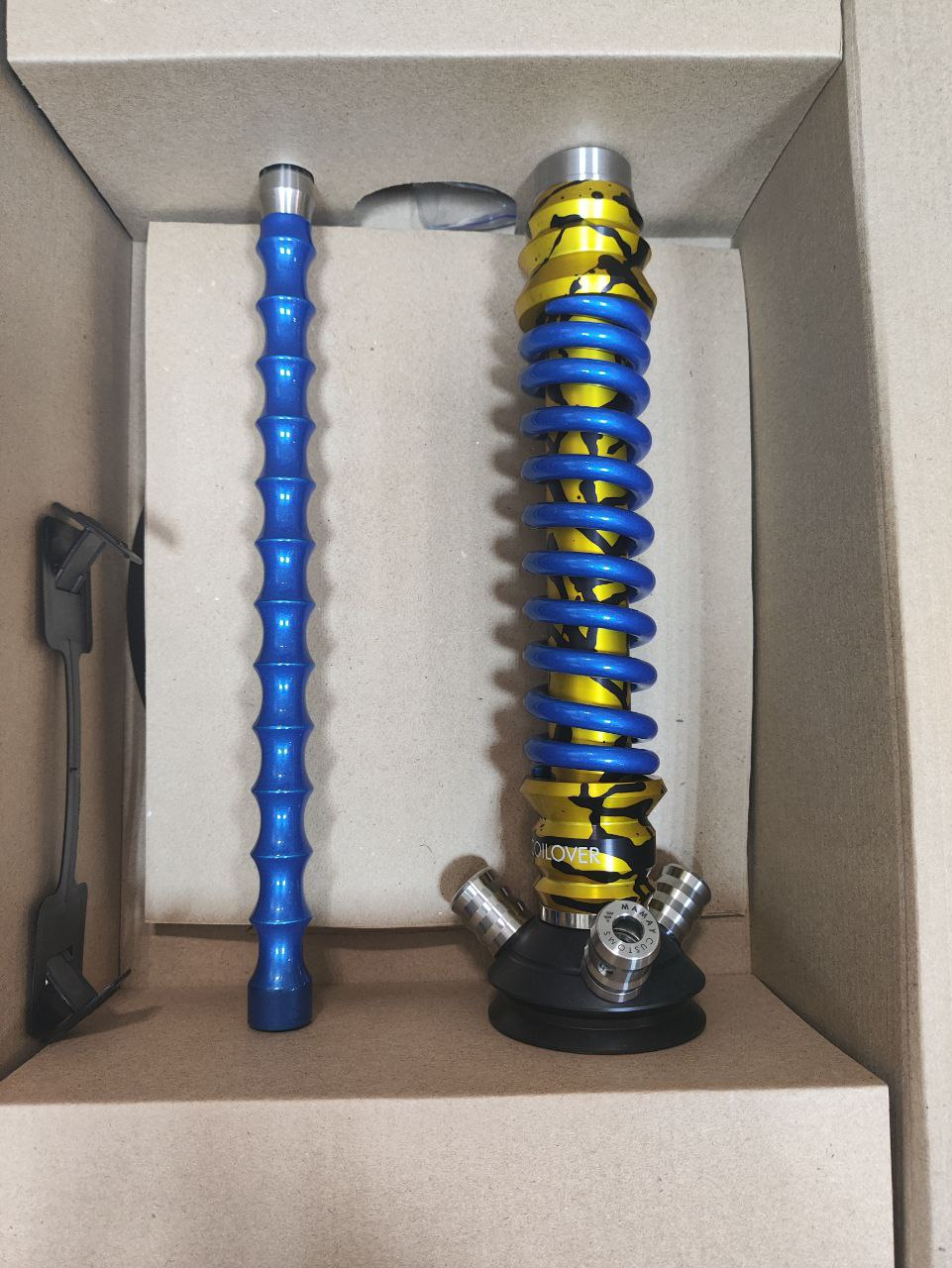 Кальян - Mamay - Coilovers Mini - ( Золотой сплэш шахта - голубой лак спираль )