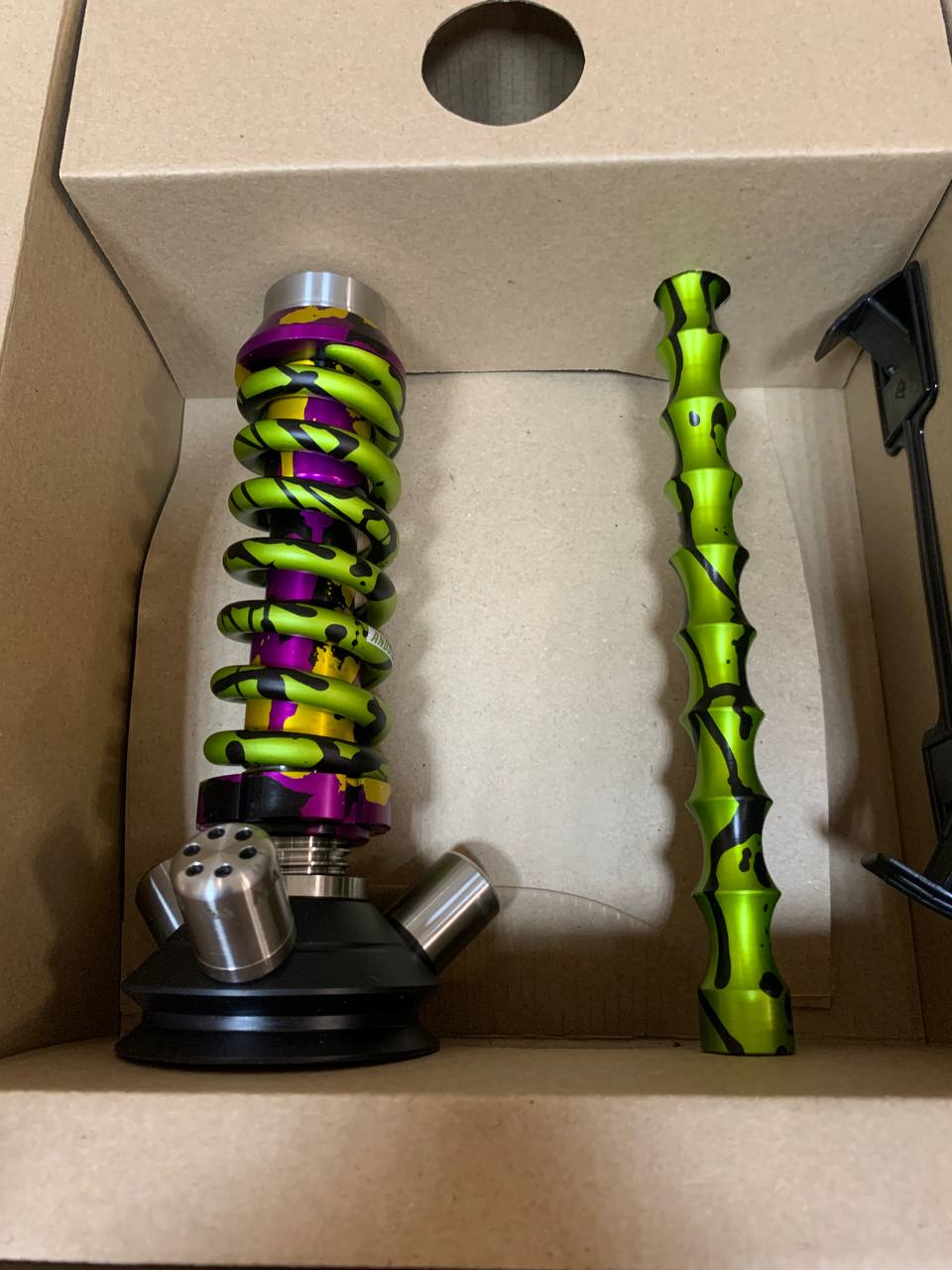 Кальян - Mamay - Coilovers Micro ANOD - ( ПурпурноГолубой Камуфляж шахта - Салатовый Сплеш спираль )