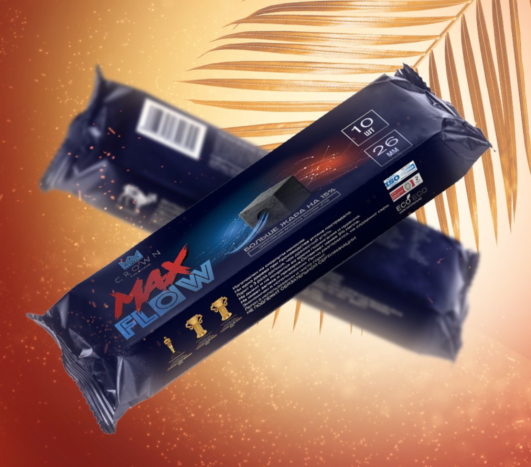 Уголь - Crown Max Flow 26 мм - блистер 10 шт