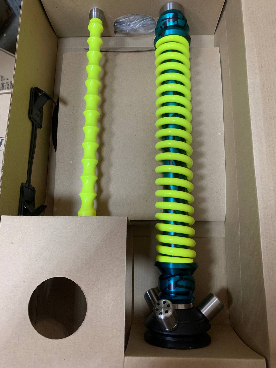 Кальян - Mamay - Coilovers ANOD - ( Бирюзовый Сплеш шахта - Желтый Флюр спираль ) - 5.6