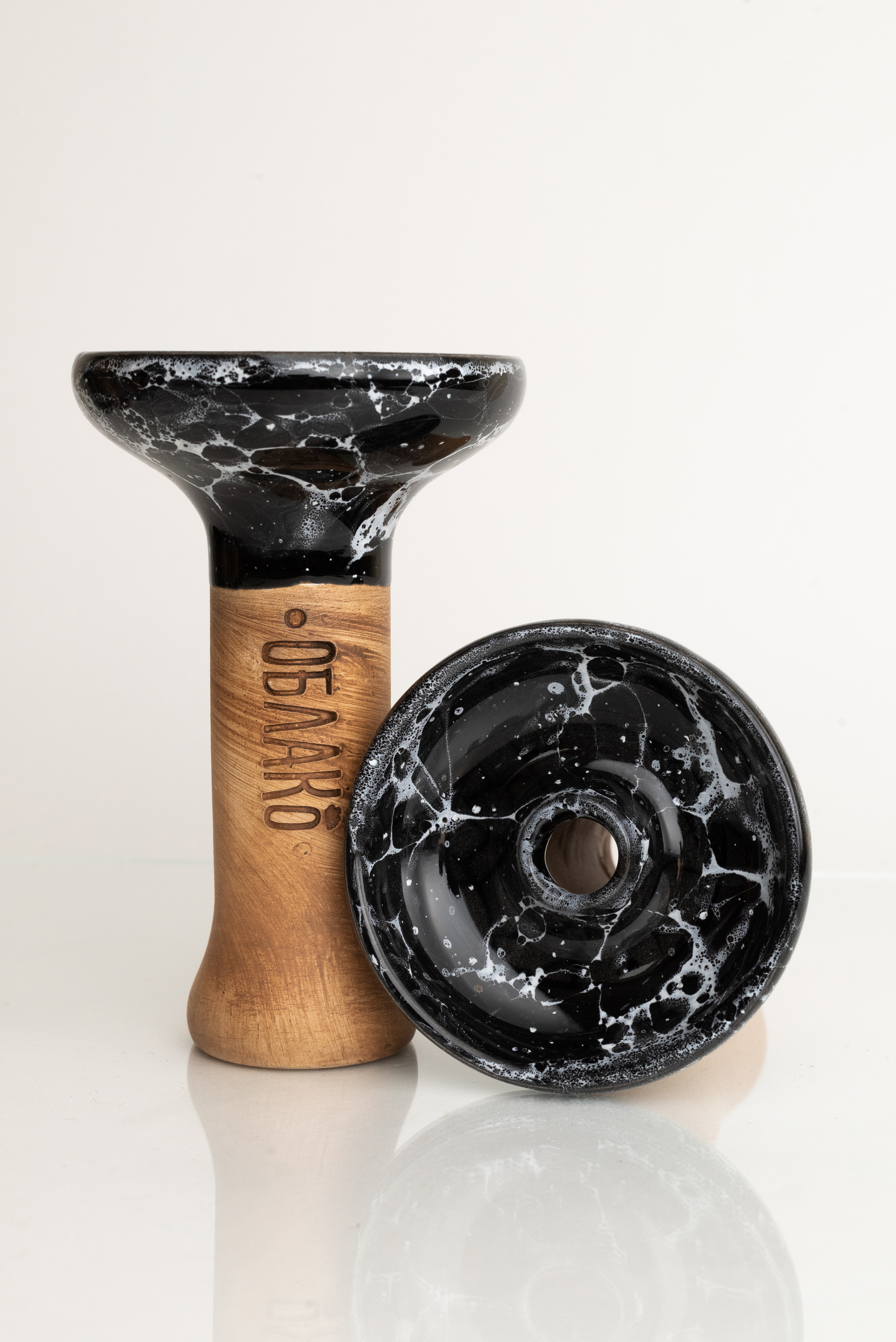 Чаша для кальяна - Облако - M - Phunnel Glaze - черно-белый мрамор ( фанэл )