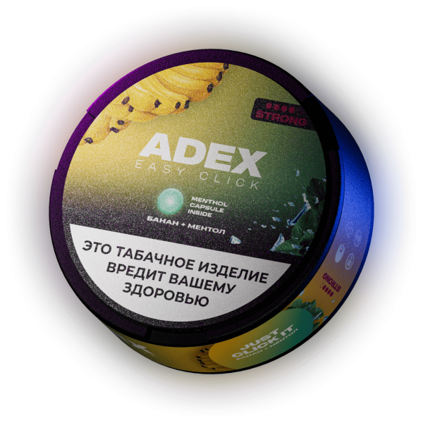 Жевательный табак - ADEX - Click Strong - Banana + mentol - 10 г