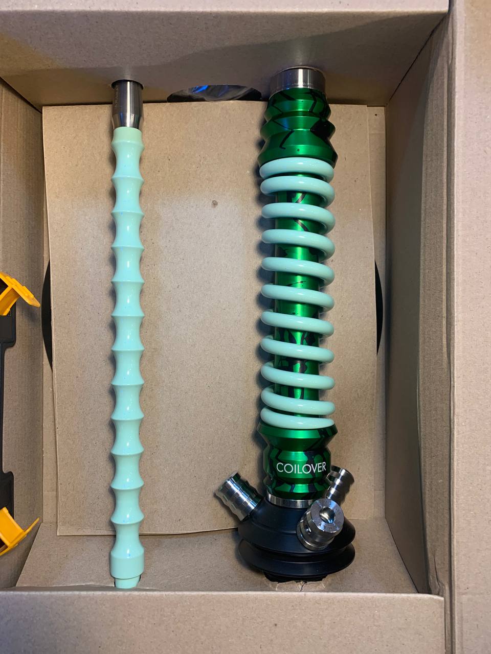 Кальян - Mamay - Coilovers Mini - ( Зеленый сплэш шахта анодирование - фисташка спираль )