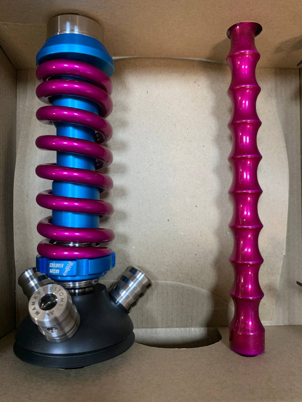 Кальян - Mamay - Coilovers Micro - ( Голубая шахта - розовый лак спираль ) - 3.16
