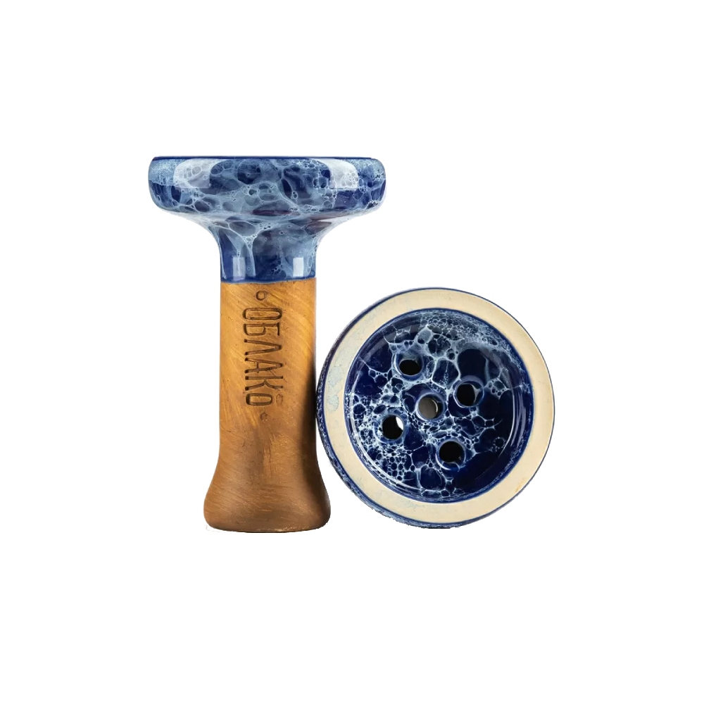 Чаша для кальяна - Облако - Black Glaze - бело-синий мрамор