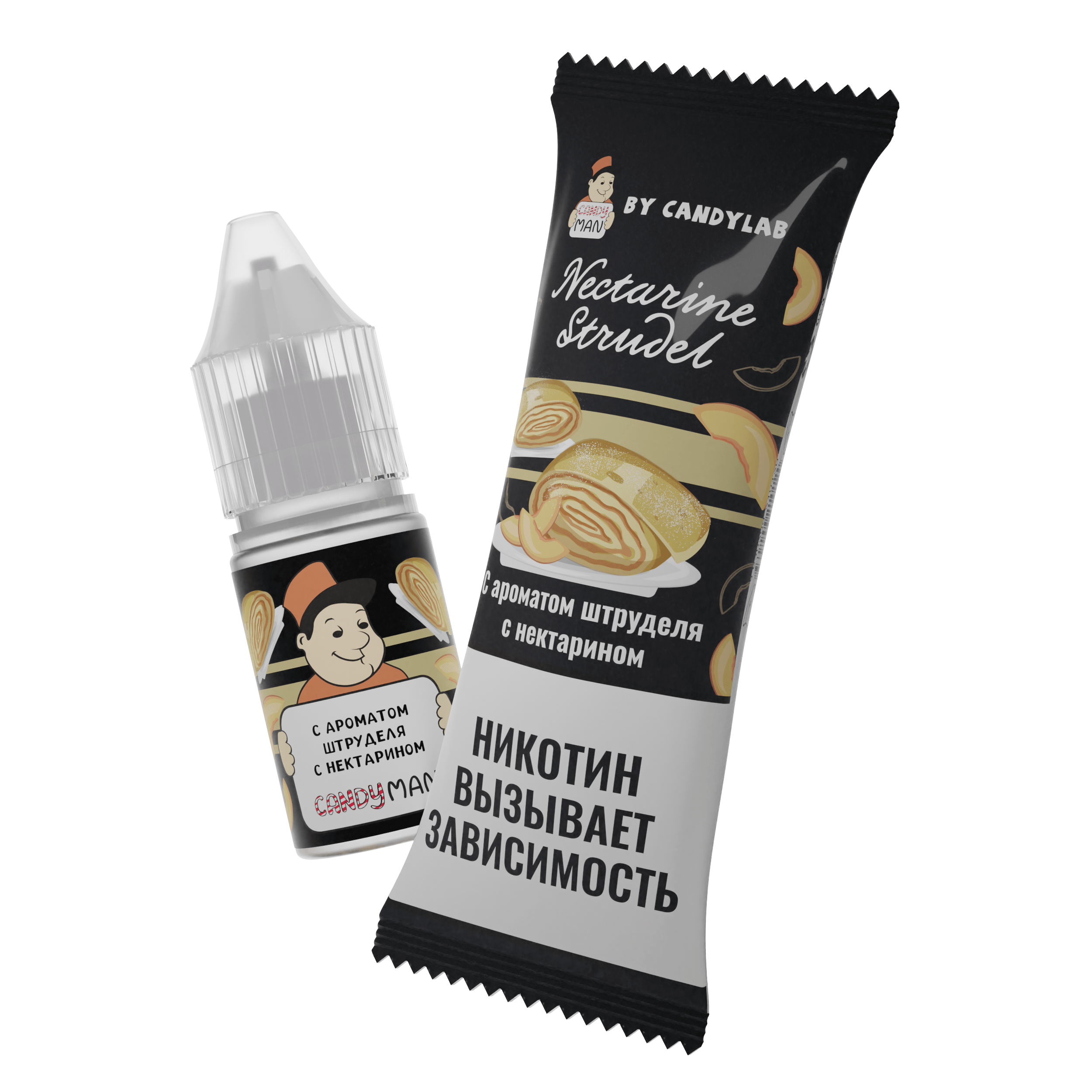 Жидкость для ЭСДН - CandyMan - Nectarine Strudel ( с ароматом штрудель с нектарином ) - 10мл / 15мг/см3 - ЧЗ