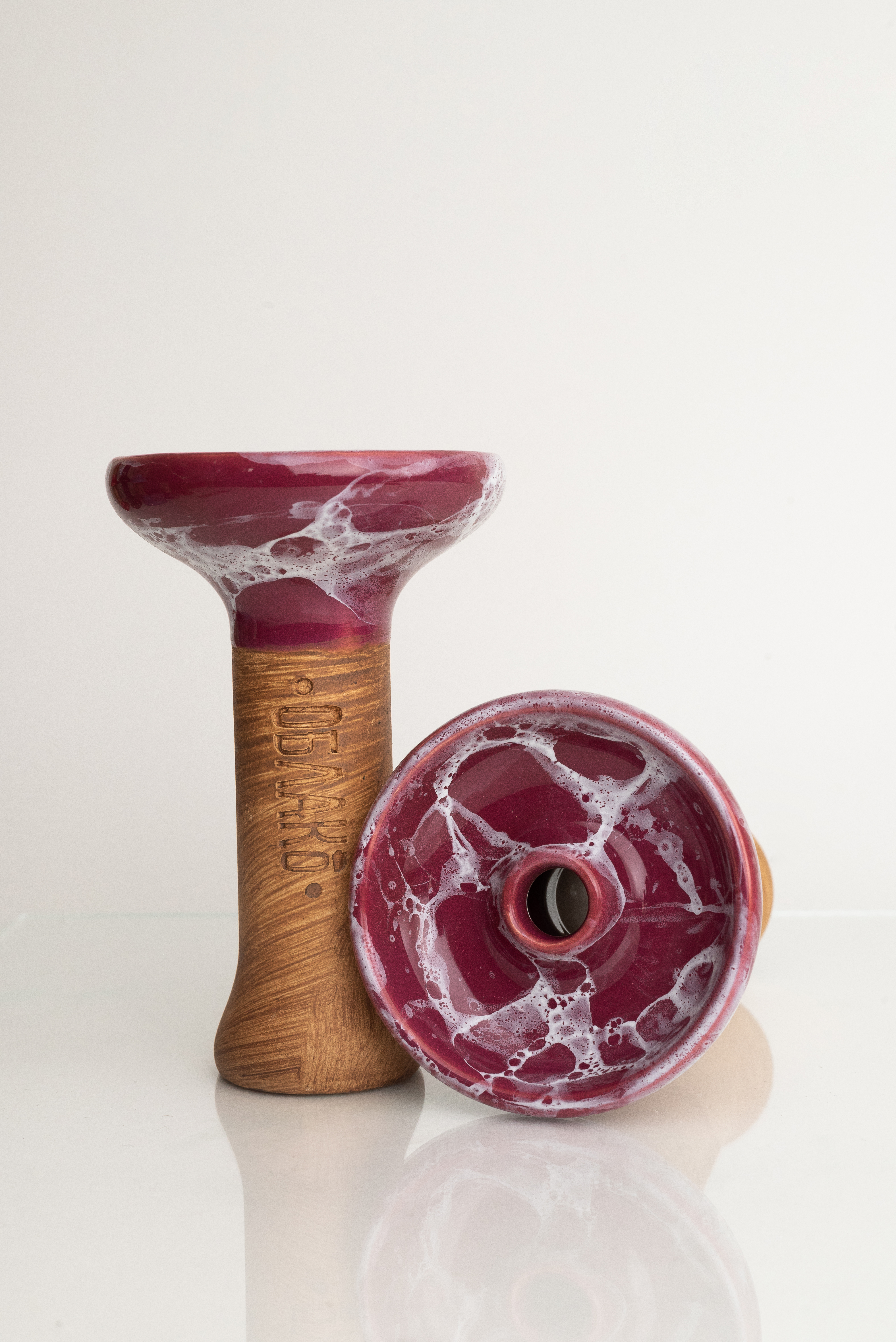 Чаша для кальяна - Облако - S - Phunnel Glaze - вишнево-белый мрамор ( фанэл )