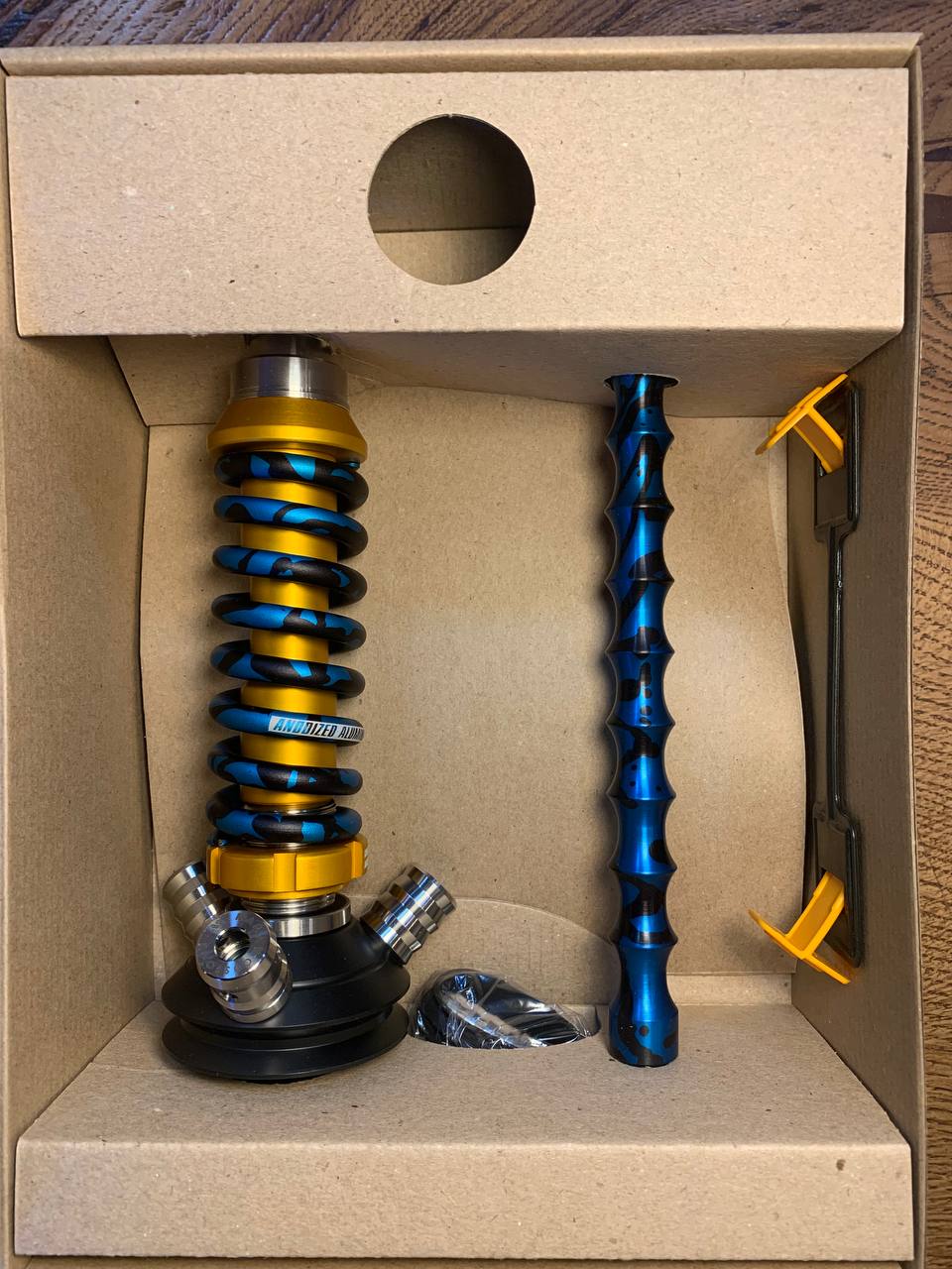 Кальян - Mamay - Coilovers Micro Анодирование - ( Золотая шахта - синий сплэш спираль )