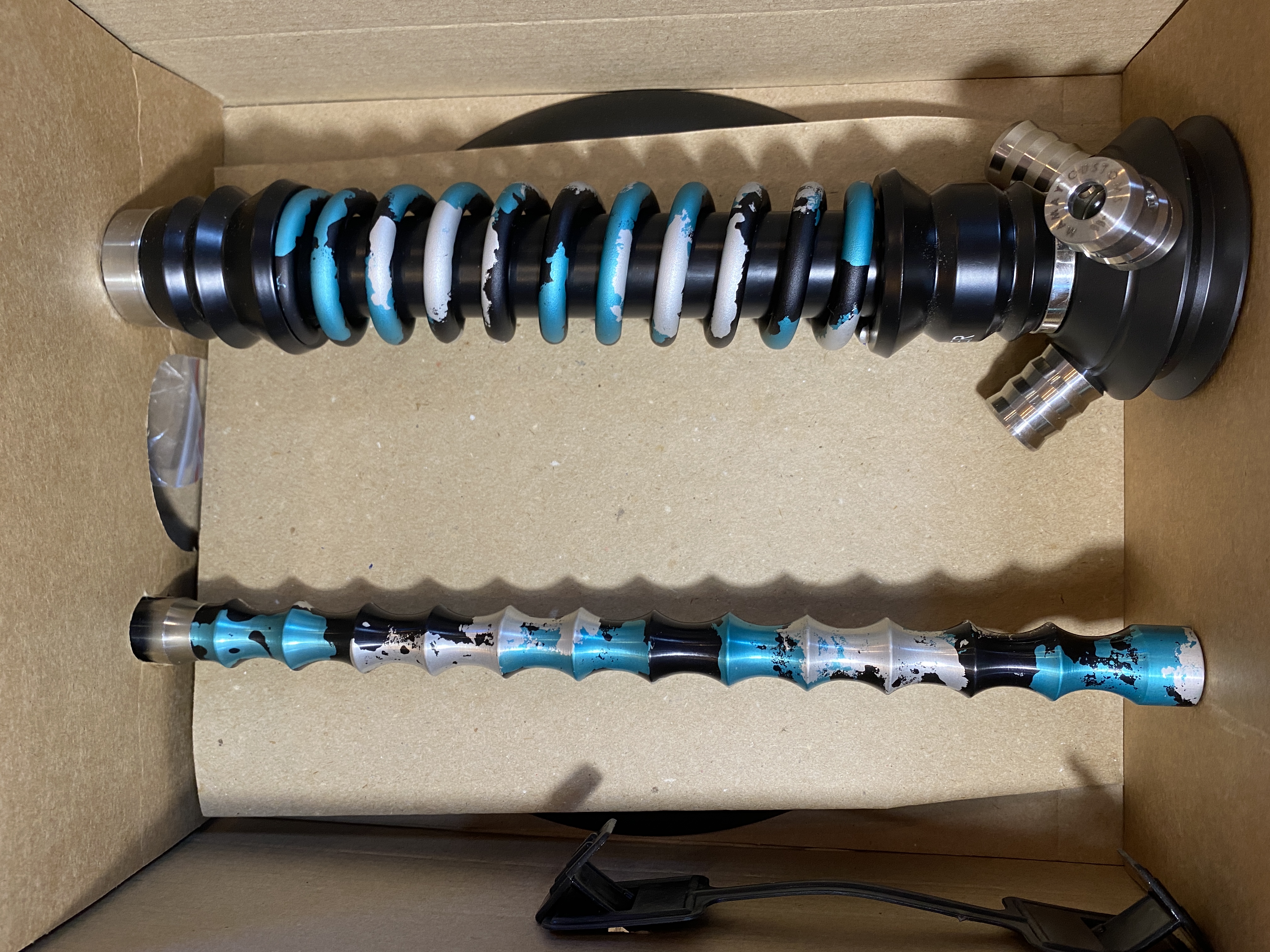 Кальян - Mamay - Coilovers Mini - ( Черная шахта - Мята - серебро спираль Анодирование )