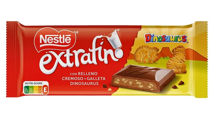 Шоколад Nestle - Extrafino Dinosaurs (со слив.начинкой и печеньем) - 84 гр