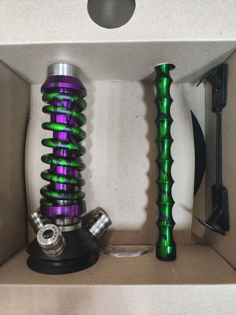 Кальян - Mamay - Coilovers Micro - ( Фиолетовый сплэш шахта - зеленый сплэш спираль ) - 3.9
