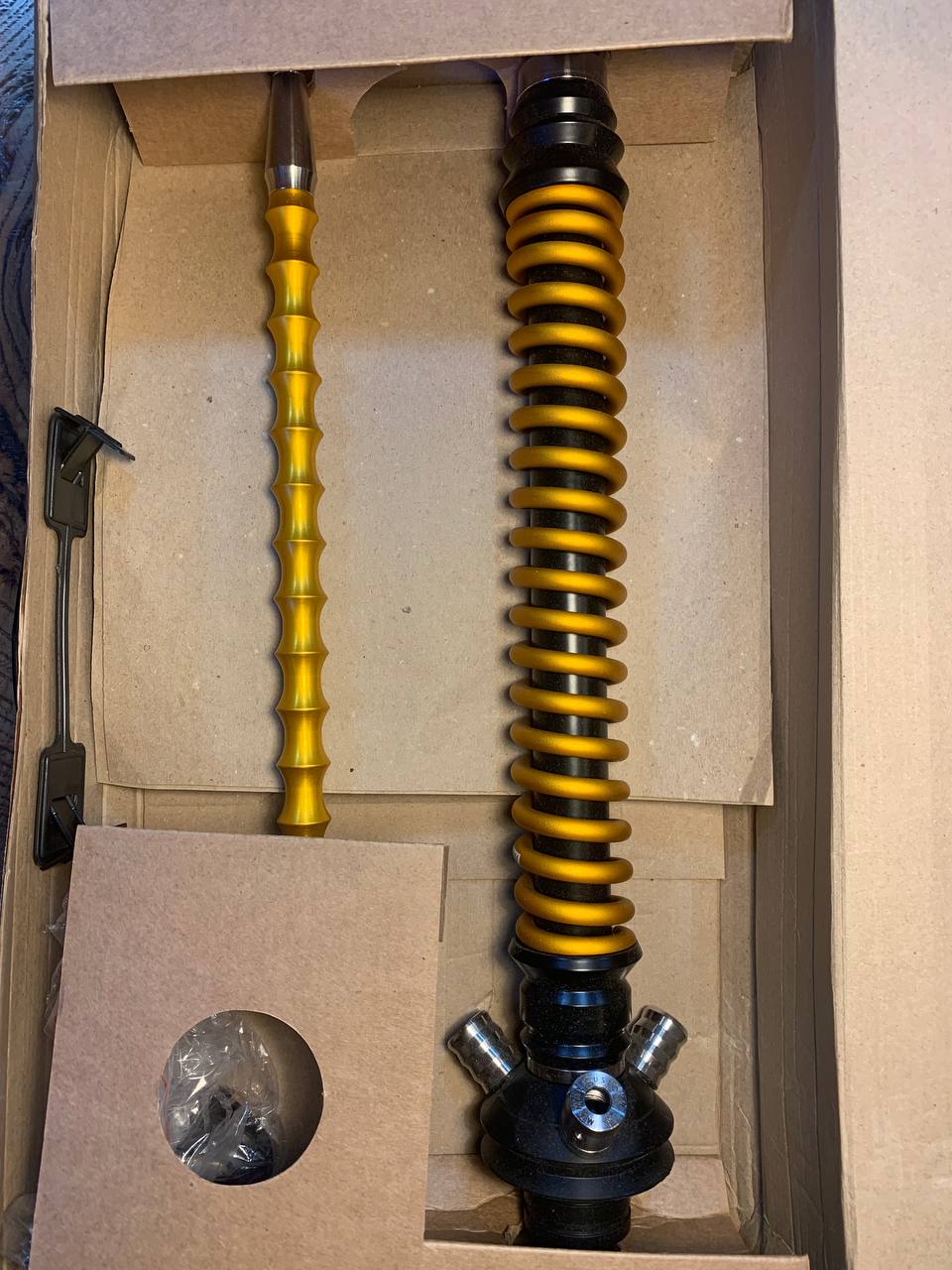 Кальян - Mamay - Coilovers - ( Черная шахта - золотая спираль анодирование )