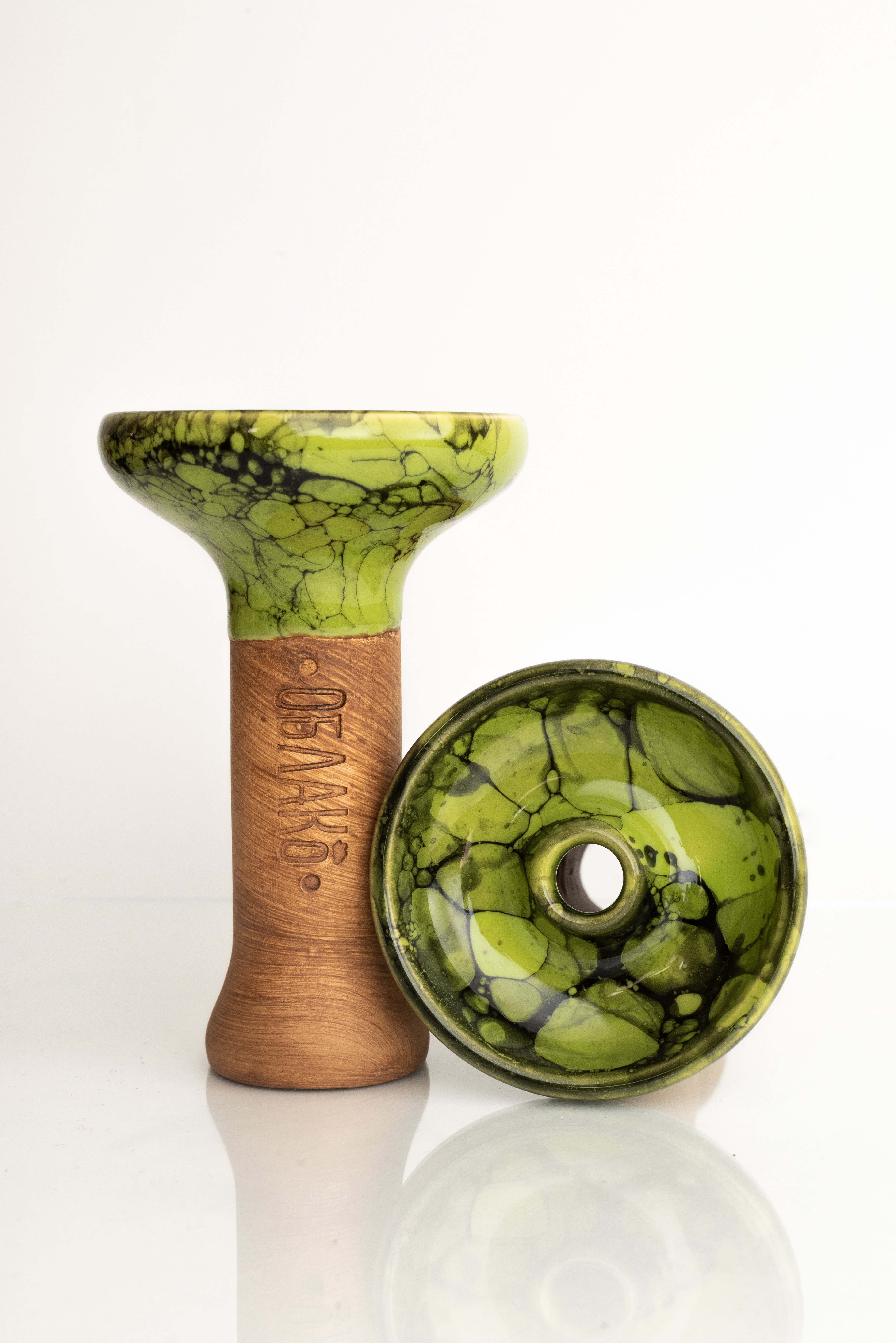 Чаша для кальяна - Облако - M - Phunnel Glaze - салатово-черный мрамор ( фанэл )