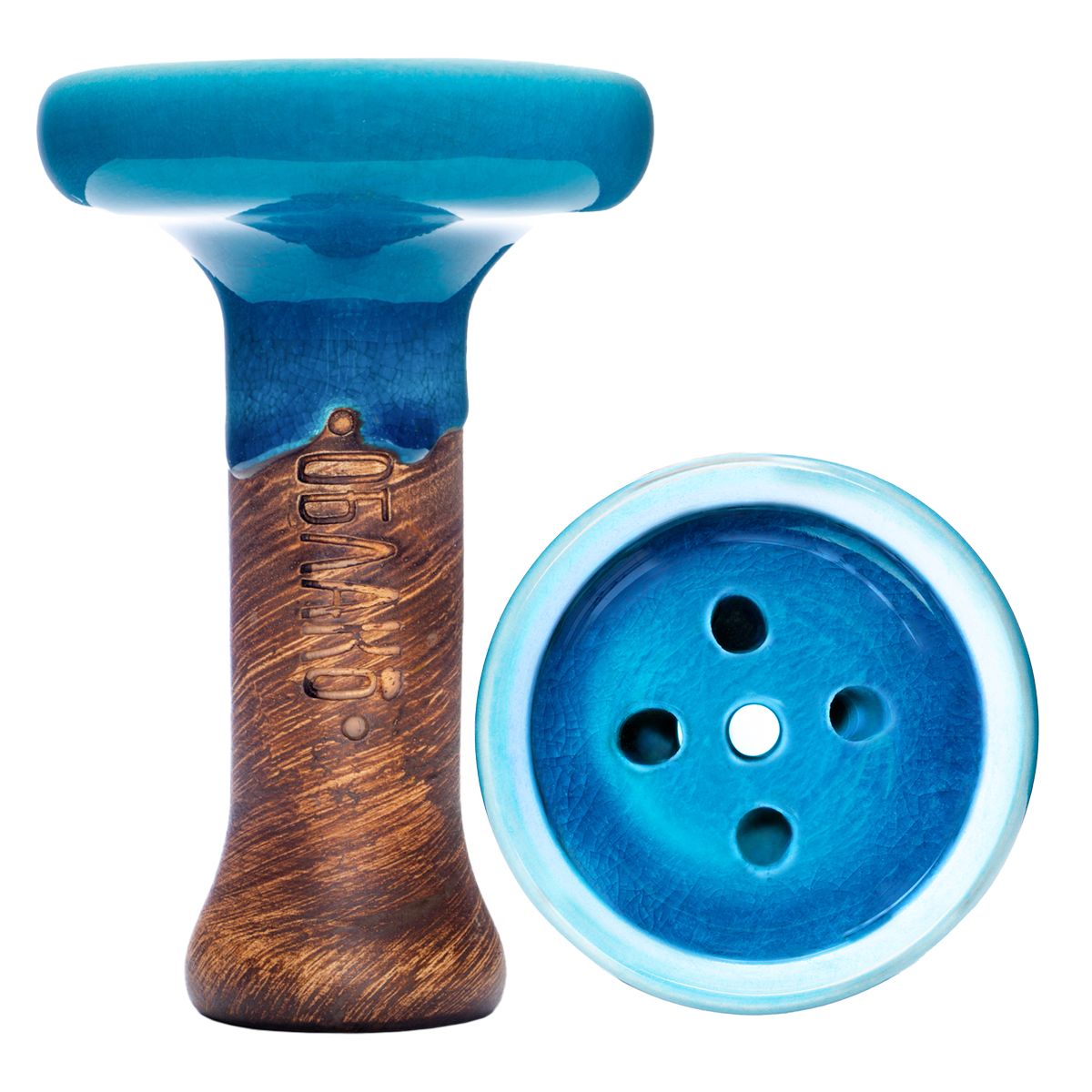 Чаша для кальяна - Облако - Black Glaze - голубая кракле