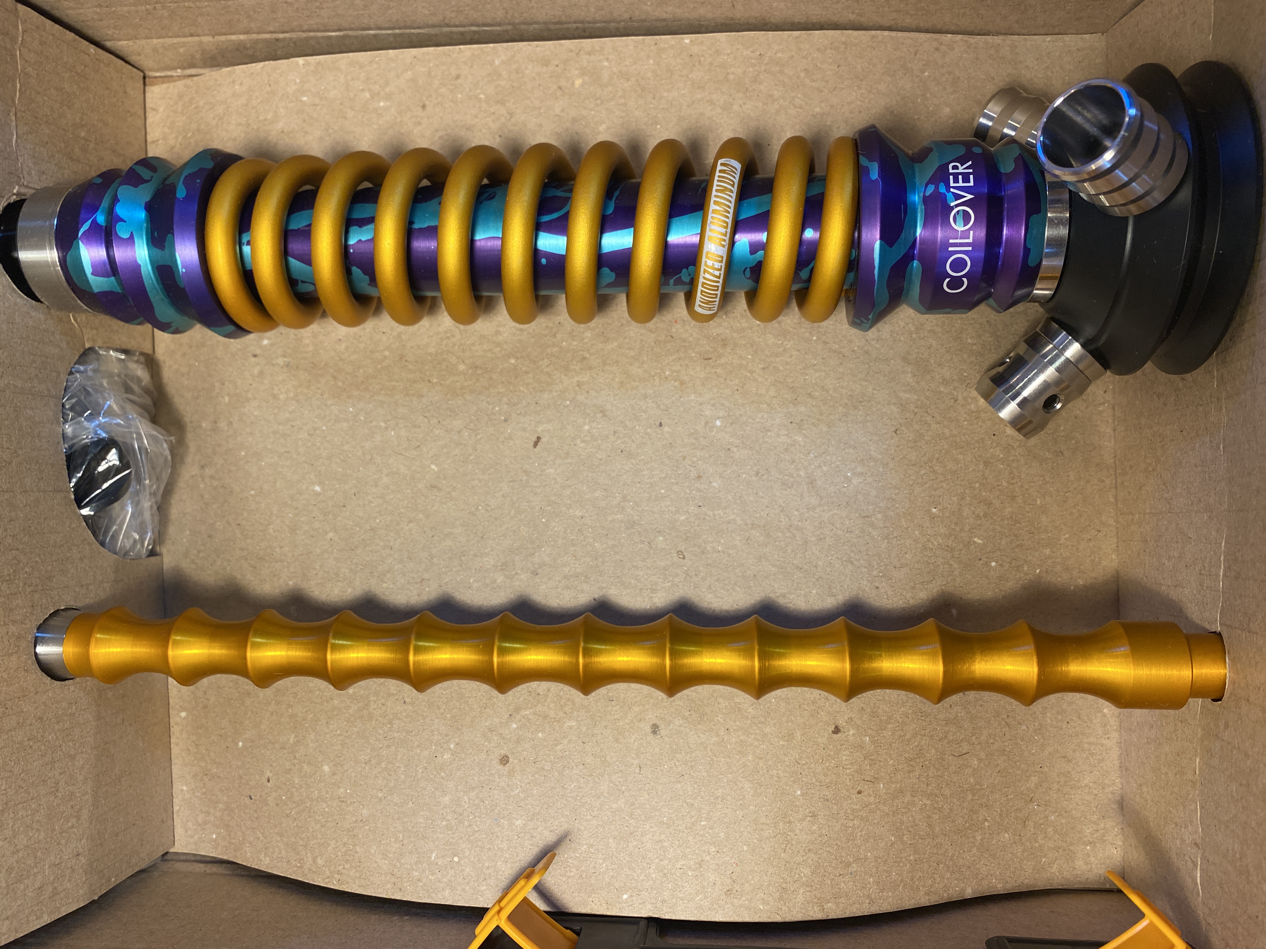 Кальян - Mamay - Coilovers Mini - ( Фиолет - мята шахта - Анодирование - золото спираль )