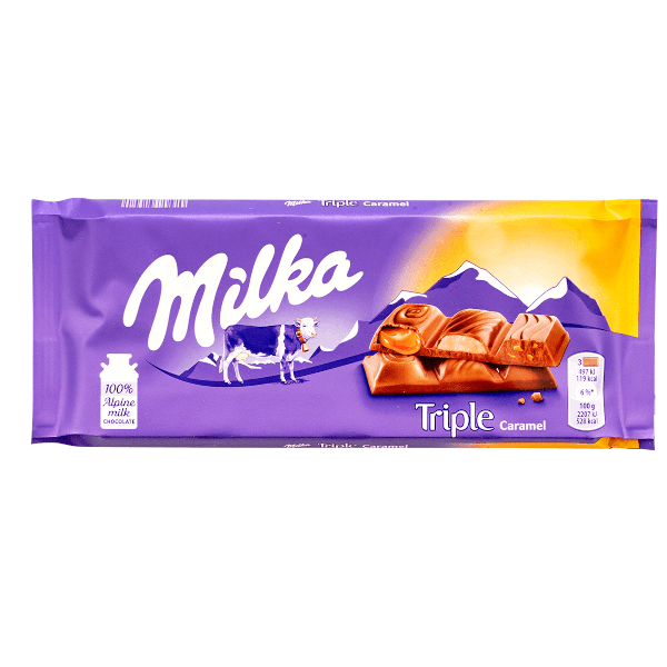 Молочный шоколад Milka - Triple Caramel - 87 г (плиточный)
